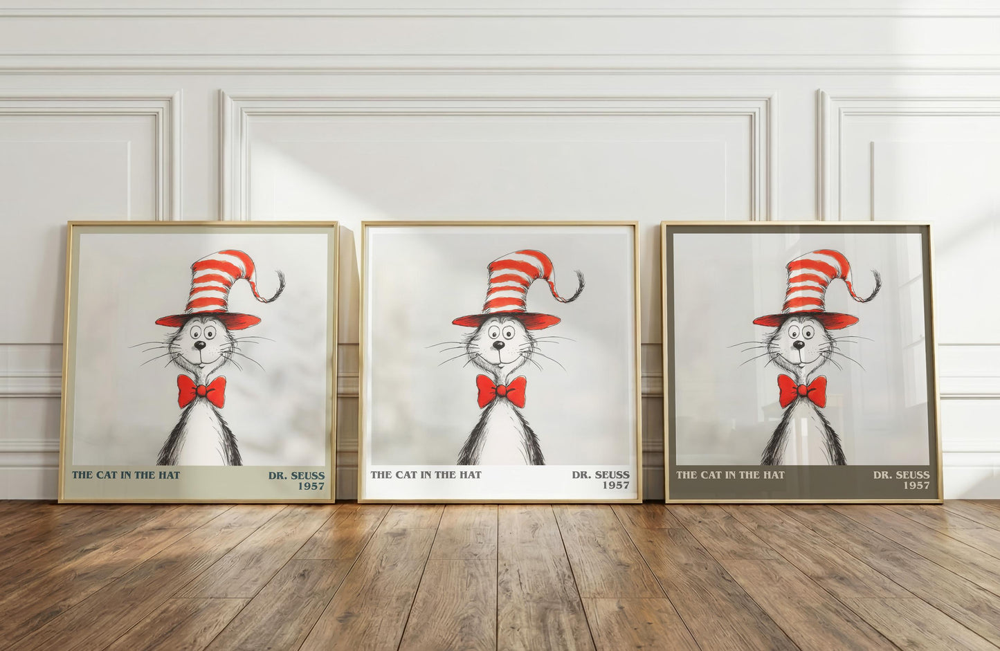 The Cat in the Hat literary print framed by window – literary home decor