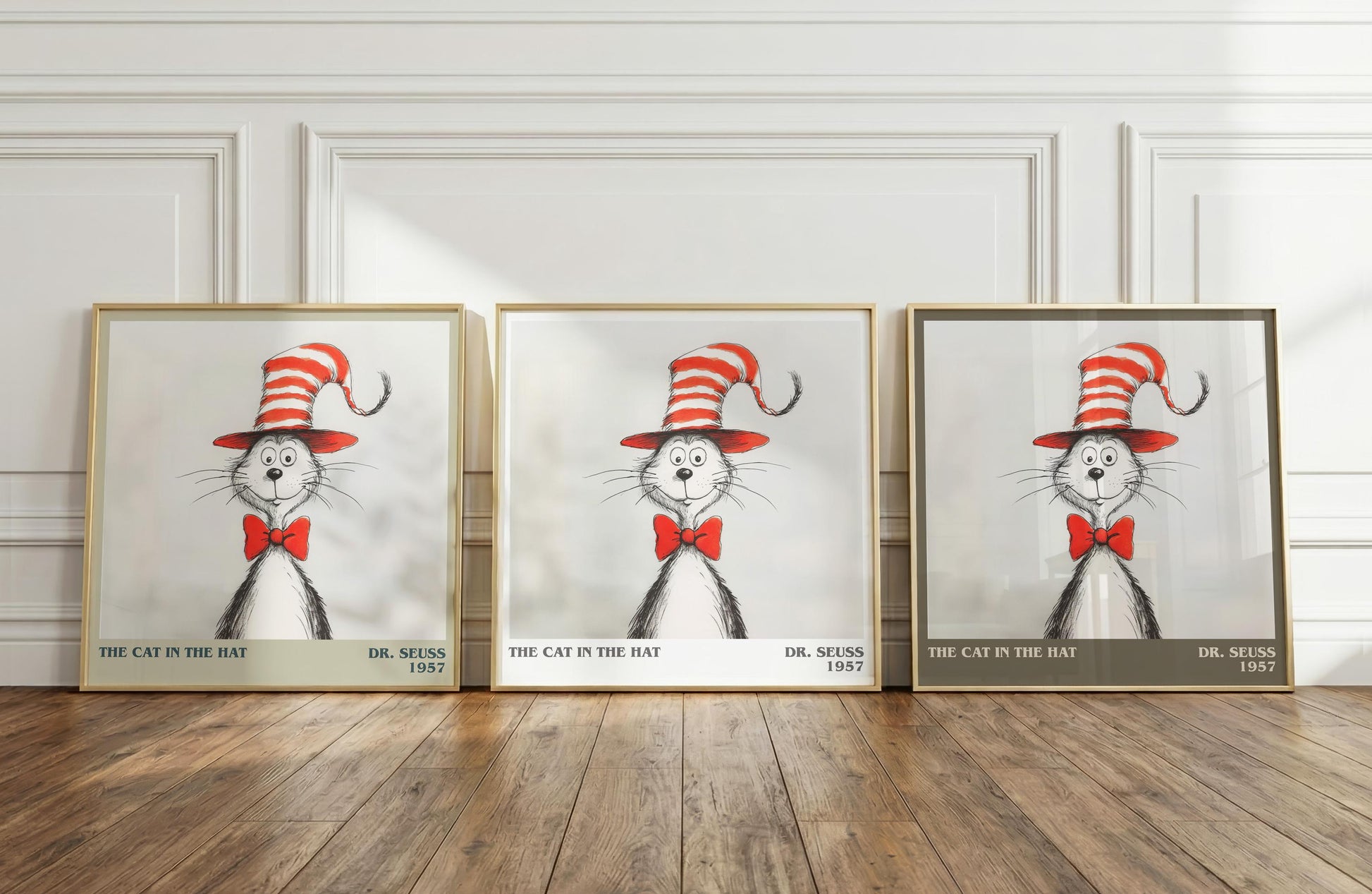 The Cat in the Hat literary print framed by window – literary home decor