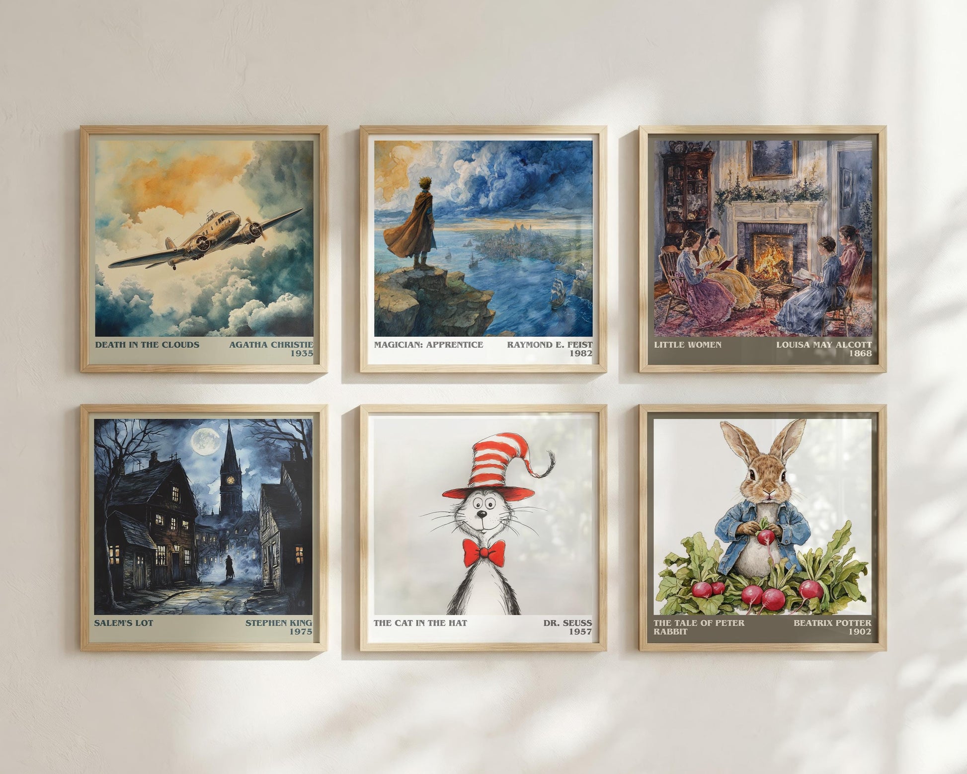 The Cat in the Hat literary book poster framed on wall – childrens wall art