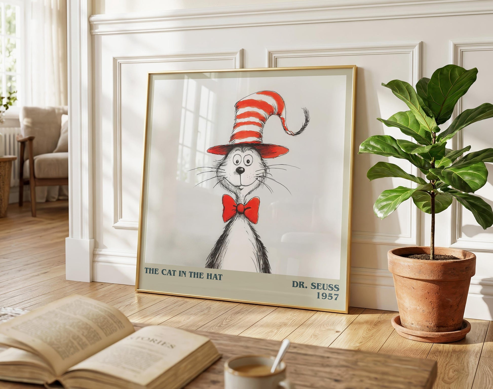 The Cat in the Hat literary poster paired in gallery wall – literary art prints
