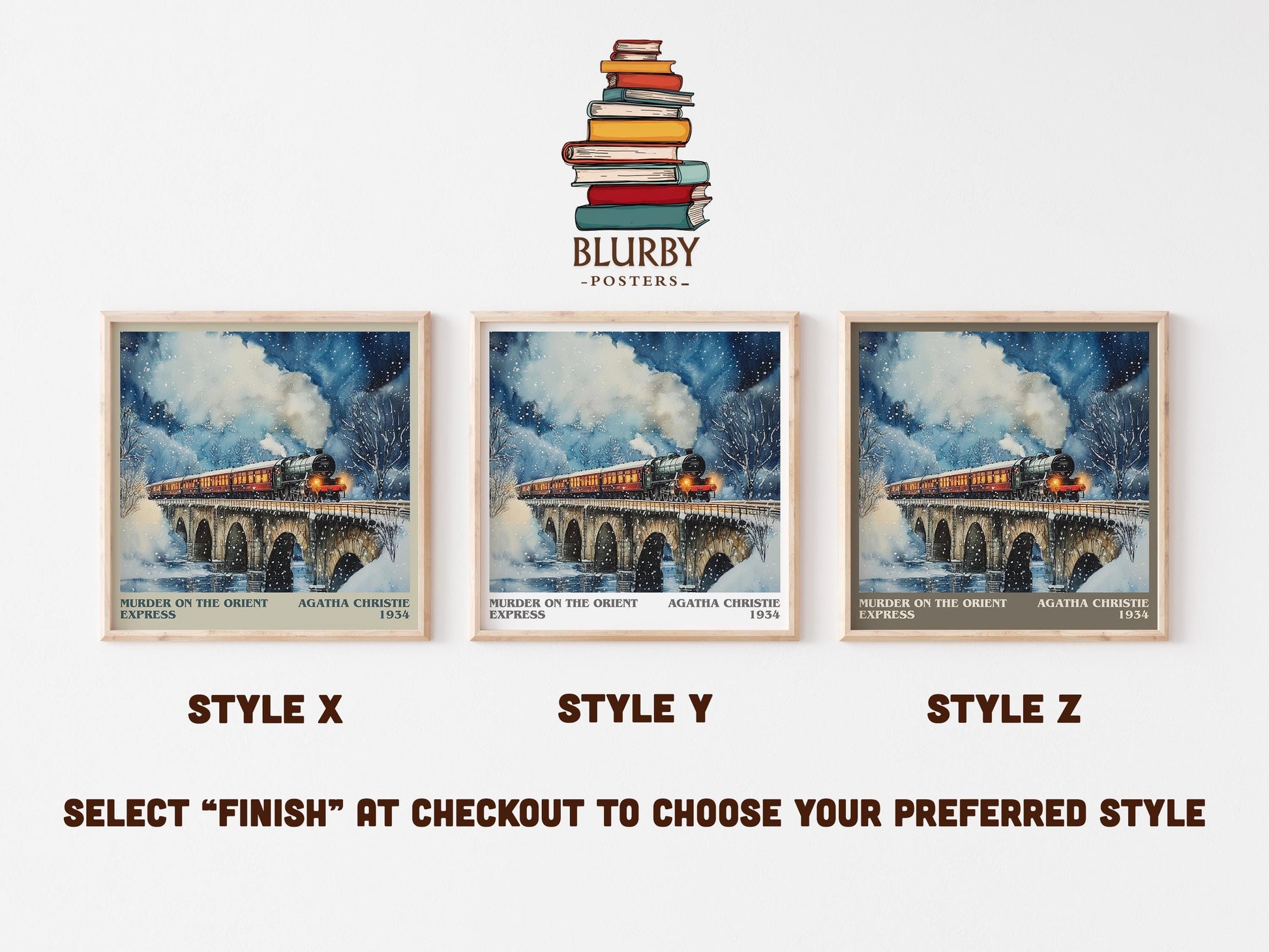 Murder On The Orient Express literary art print colour and style options – Agatha Christie book art