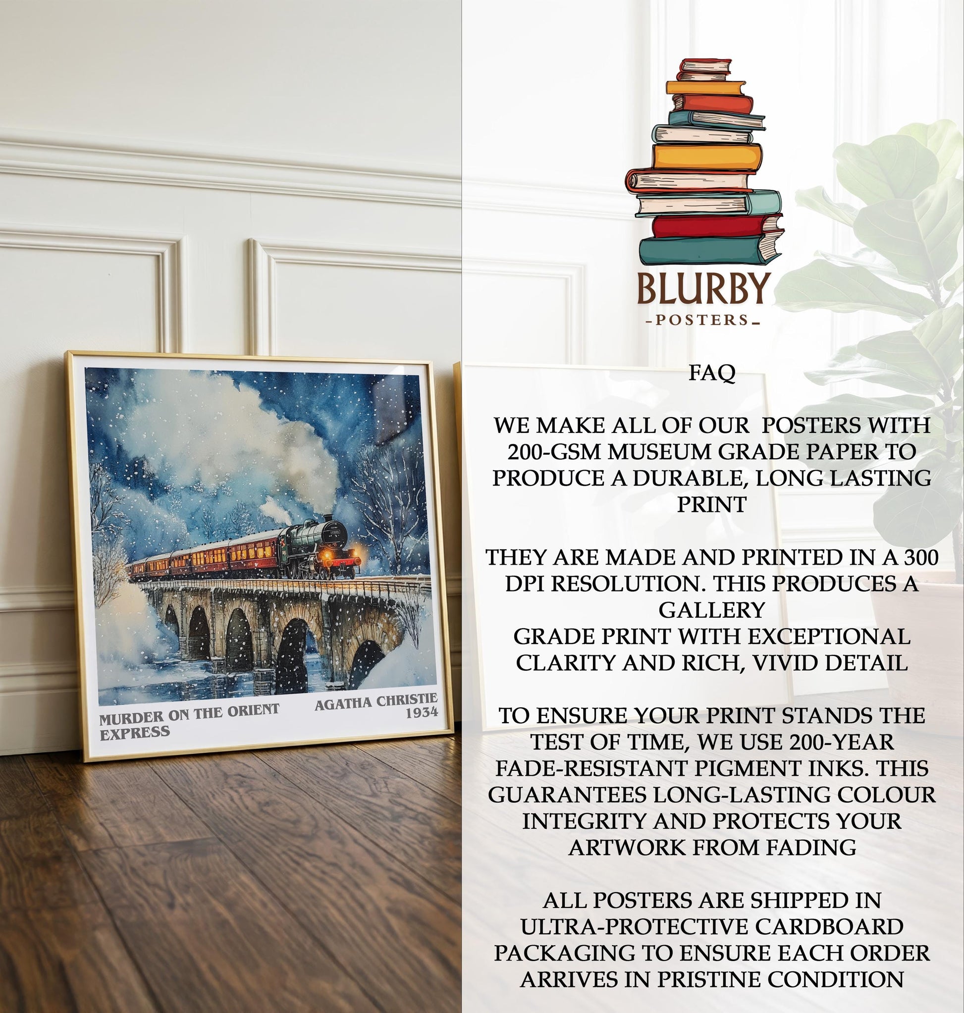 Murder On The Orient Express by Agatha Christie | Book Poster | Literary Art Gift For Book Lover | Novel Inspired Wall Art | Free Delivery