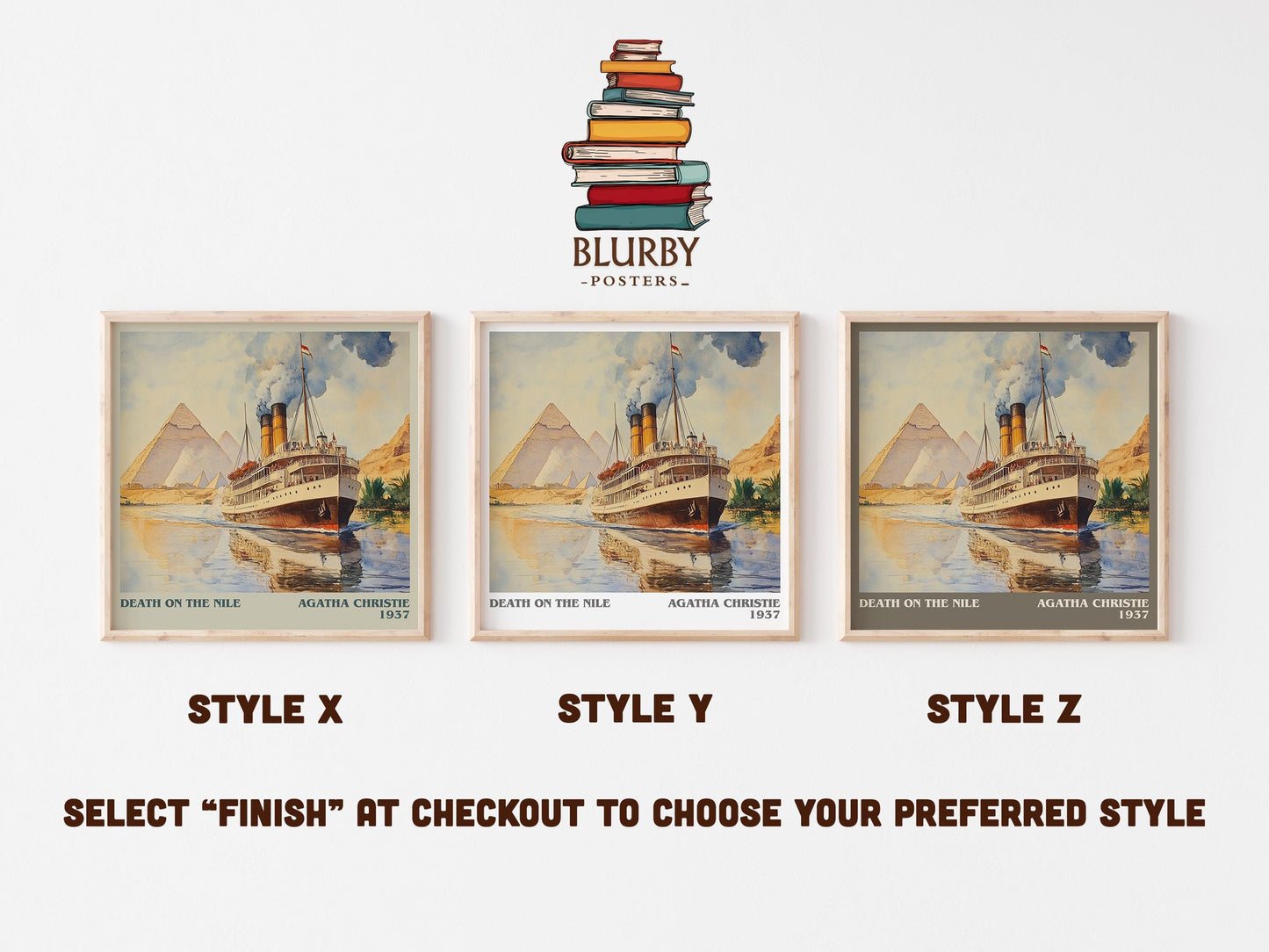 Death on the Nile literary art print colour and style options – Agatha Christie book art