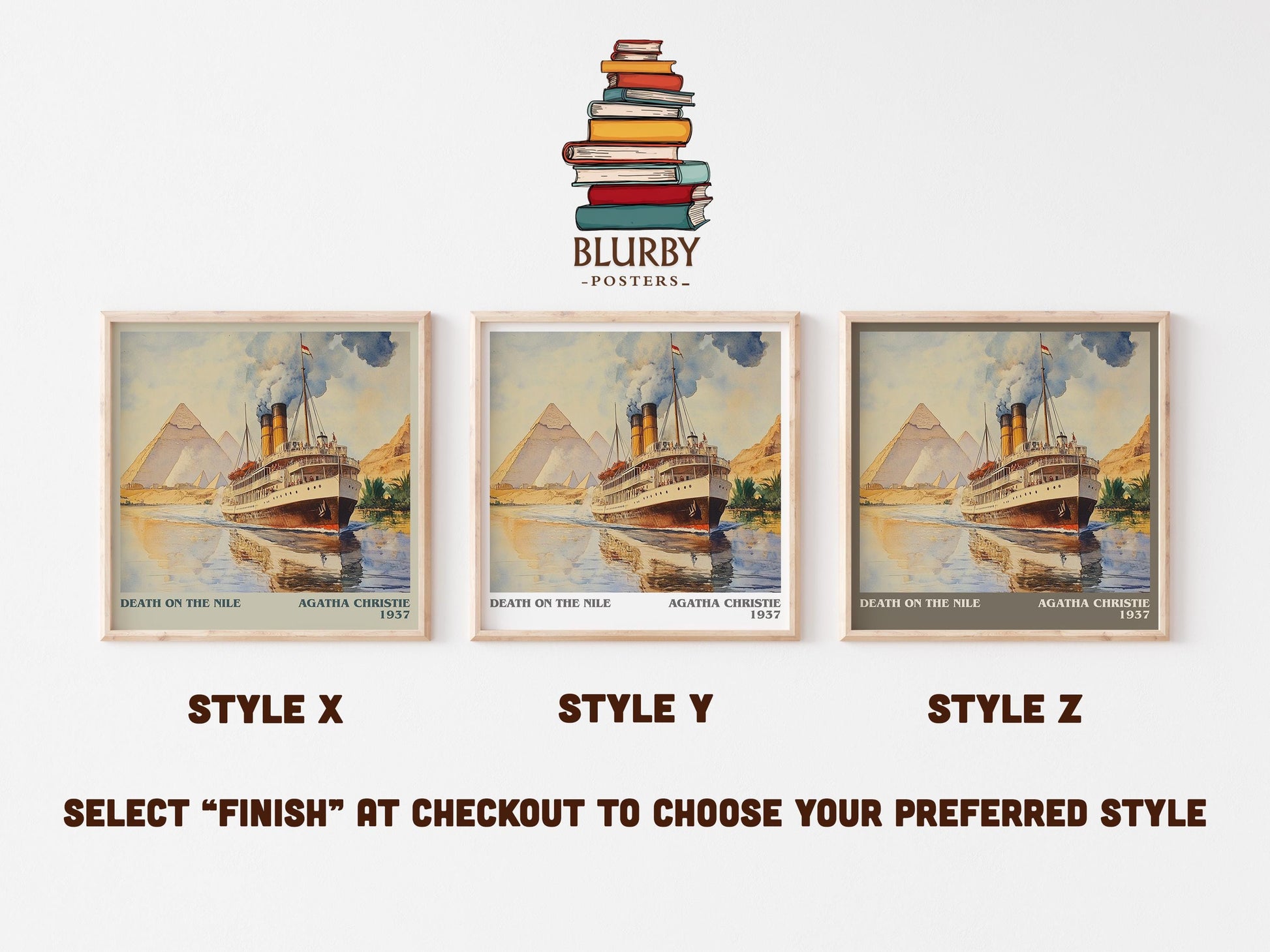 Death on the Nile literary art print colour and style options – Agatha Christie book art