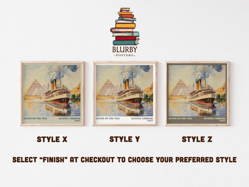 Death on the Nile literary art print colour and style options – Agatha Christie book art