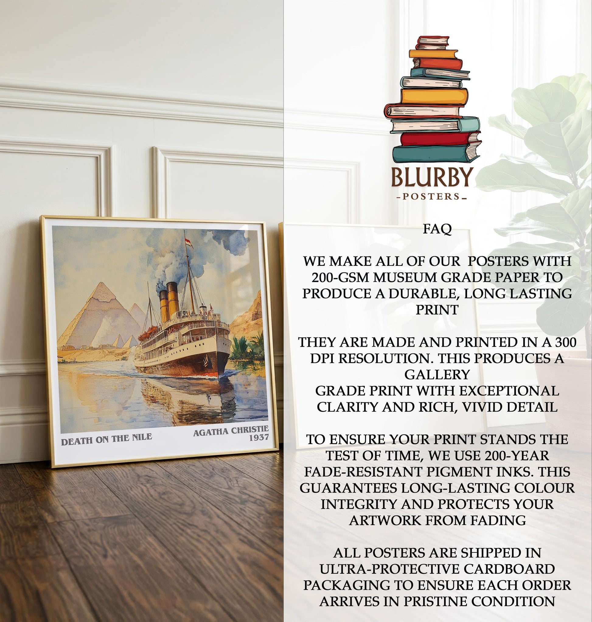 Death On The Nile by Agatha Christie | Book Poster | Literary Art Gift For Book Lover | Novel Inspired Wall Art | Free Delivery