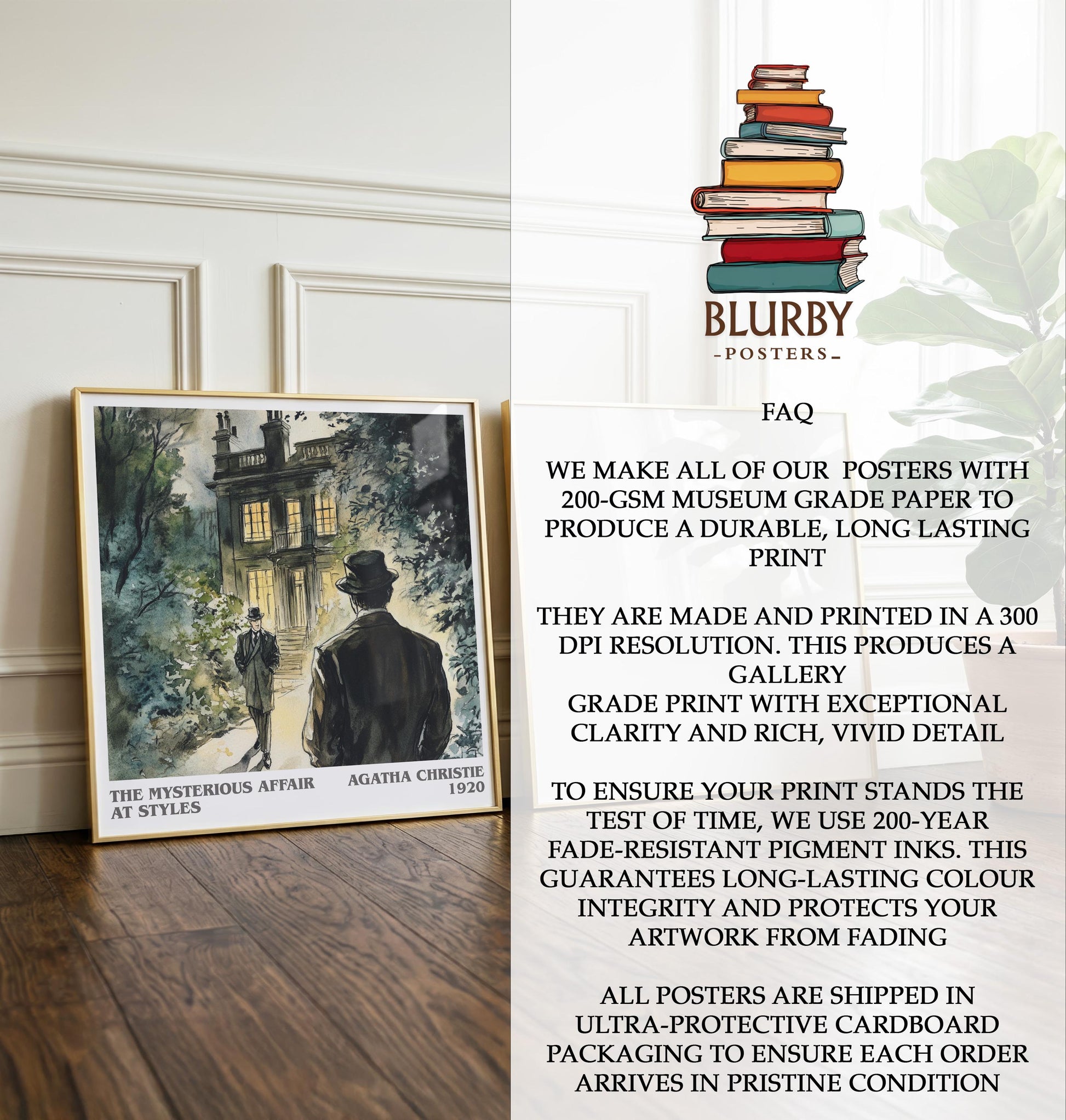 The Mysterious Affair At Styles by Agatha Christie | Book Poster | Literary Art Gift For Book Lover | Novel Inspired Wall Art | Free Deliver