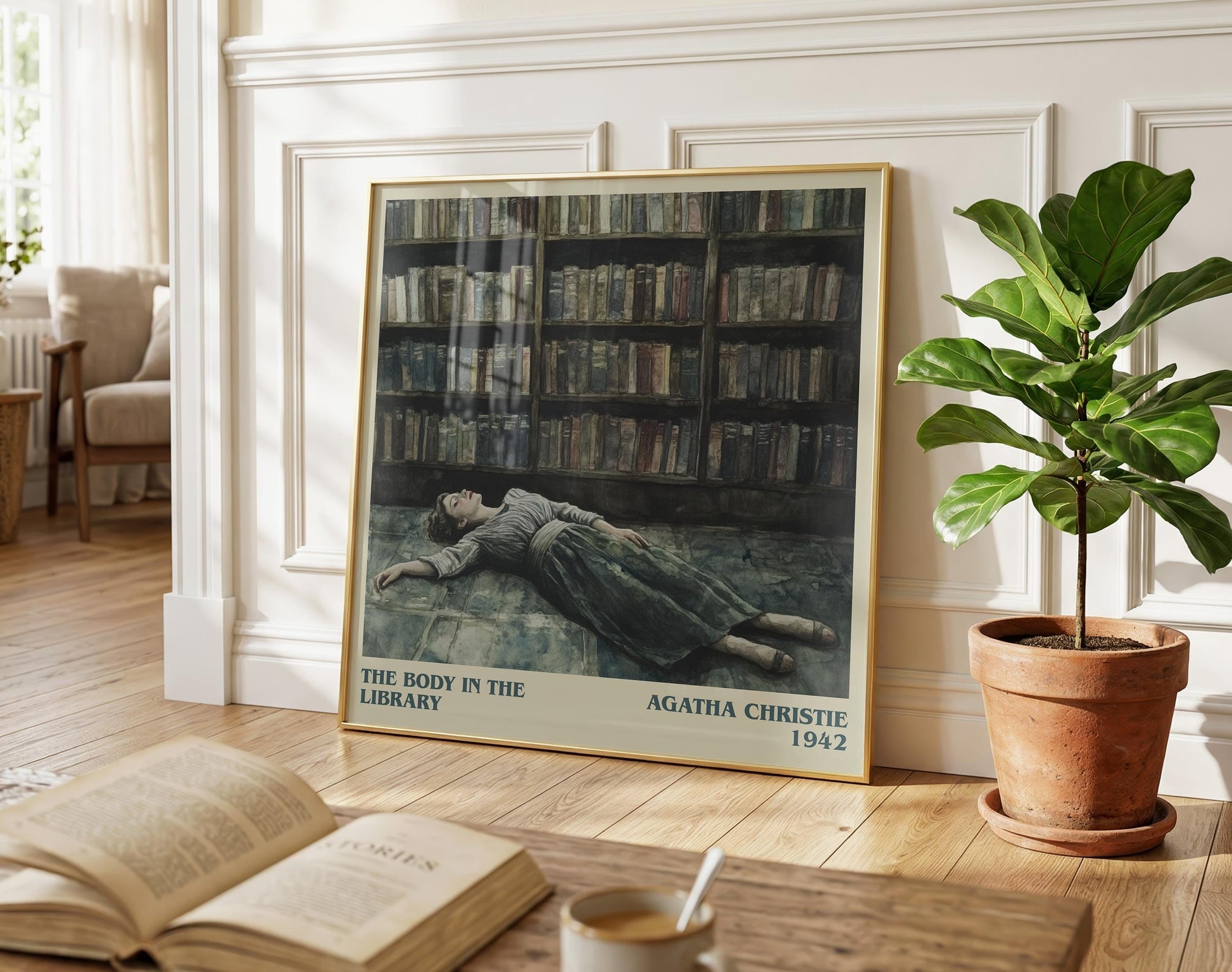 The Body in the Library literary poster paired in gallery wall – literary art prints