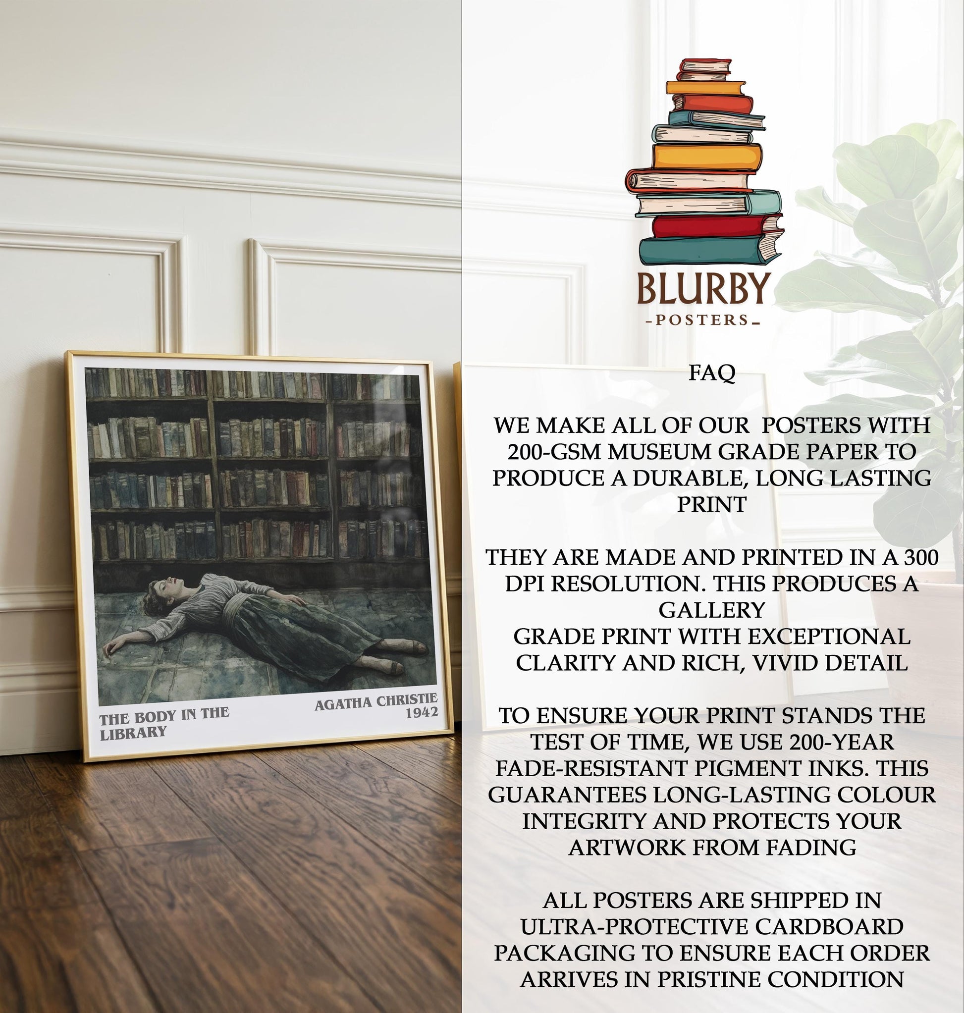 The Body In The Library by Agatha Christie | Book Poster | Literary Art Gift For Book Lover | Novel Inspired Wall Art | Free Delivery