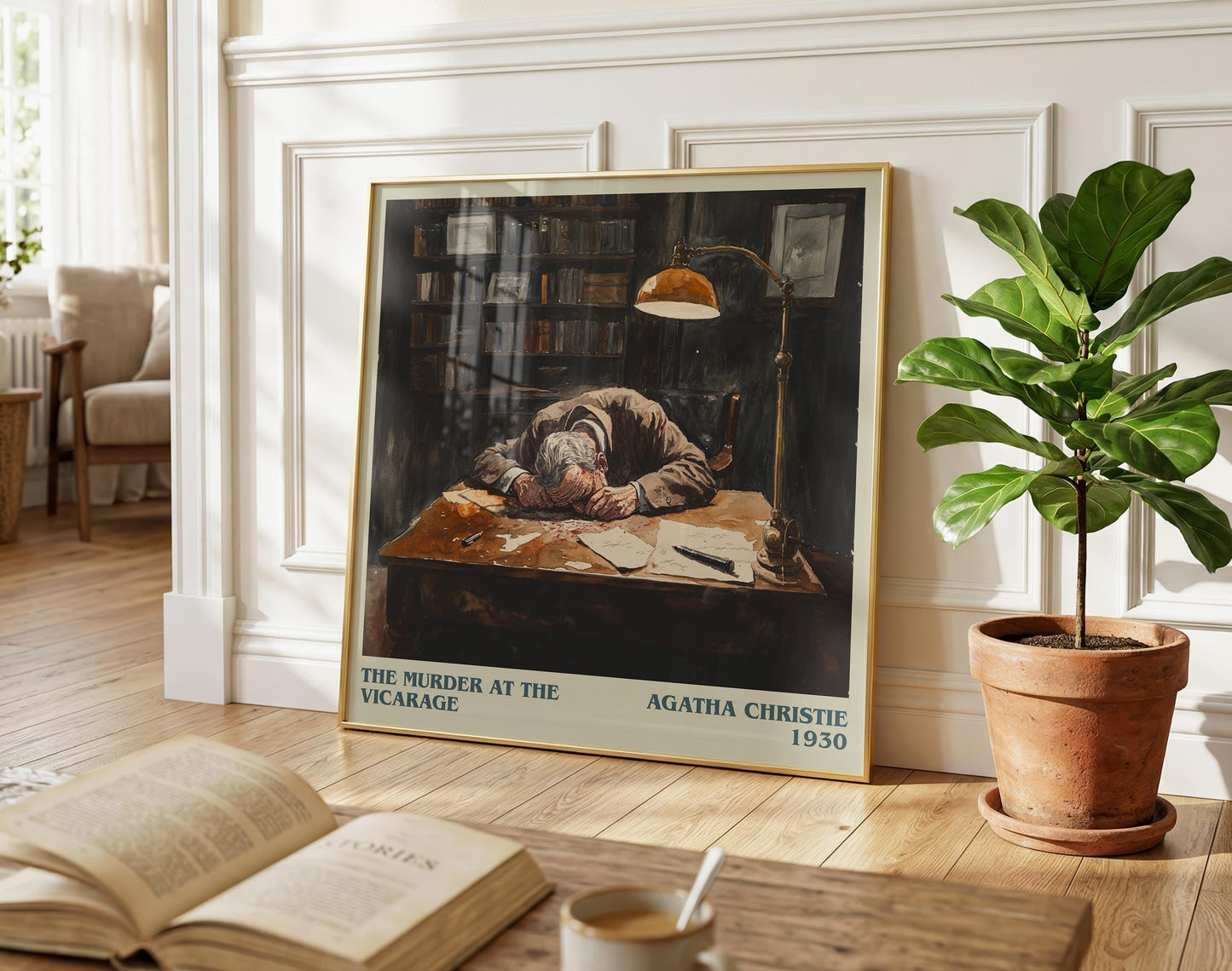 The Murder at the Vicarage literary poster paired in gallery wall – literary art prints