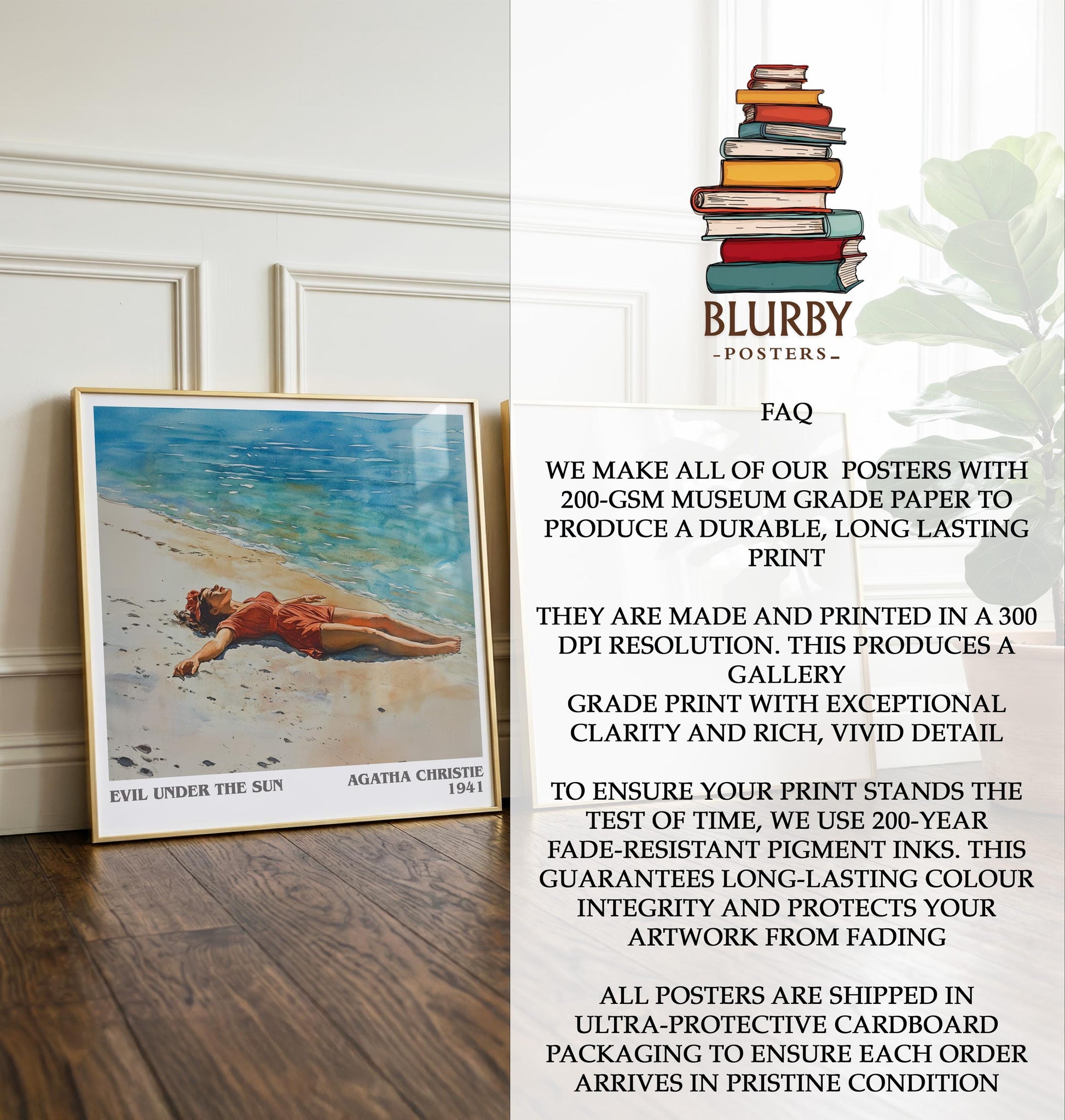 Evil Under The Sun by Agatha Christie | Book Poster | Literary Art Gift For Book Lover | Novel Inspired Wall Art | Free Delivery