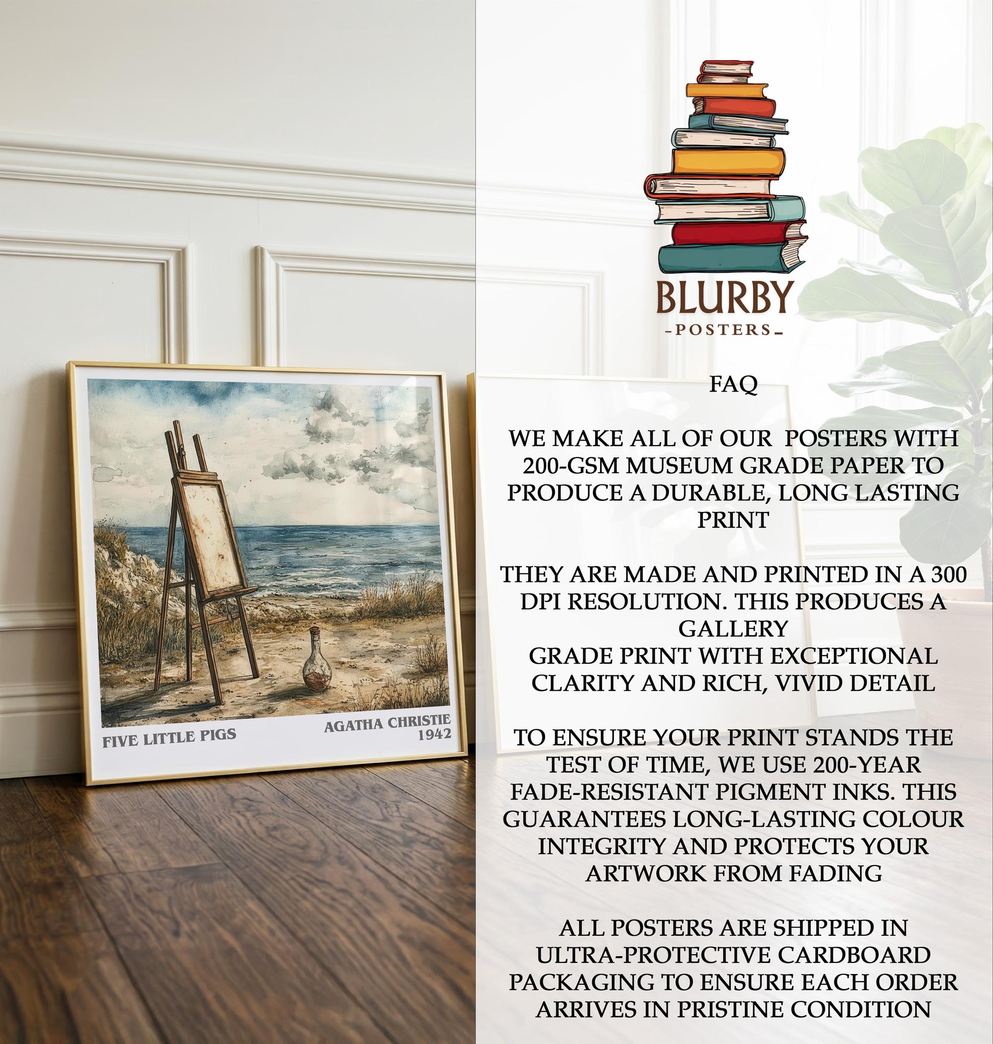 Five Little Pigs by Agatha Christie | Book Poster | Literary Art Gift For Book Lover | Novel Inspired Wall Art | Free Delivery