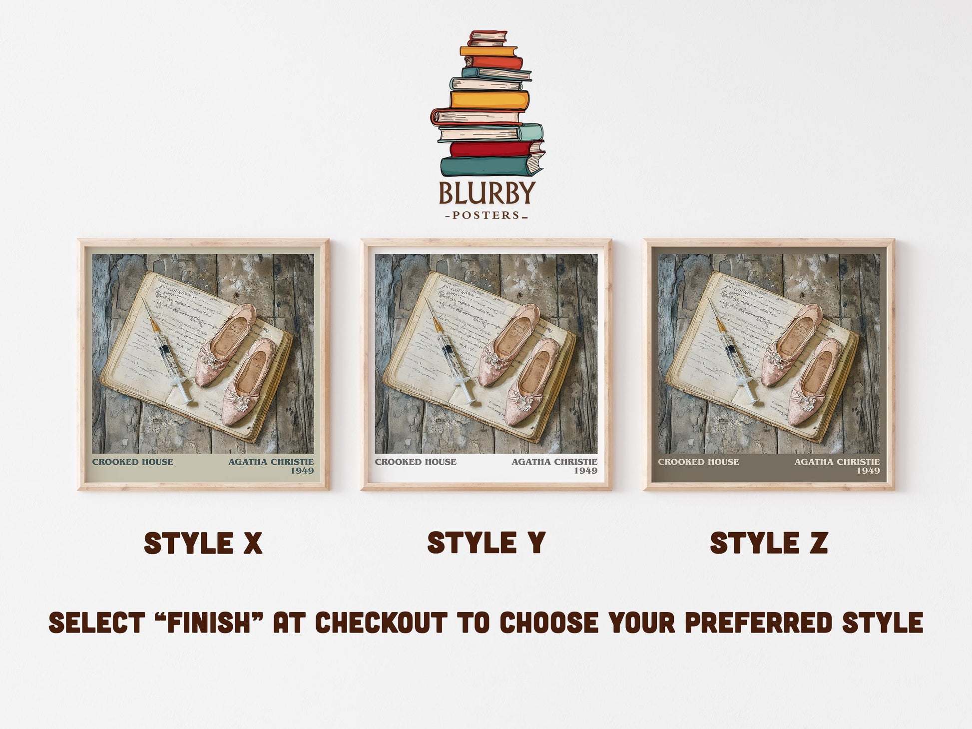 Crooked House literary art print colour and style options – Agatha Christie book art