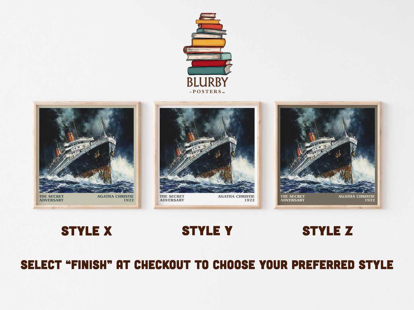 The Secret Adversary literary art print colour and style options – Agatha Christie book art