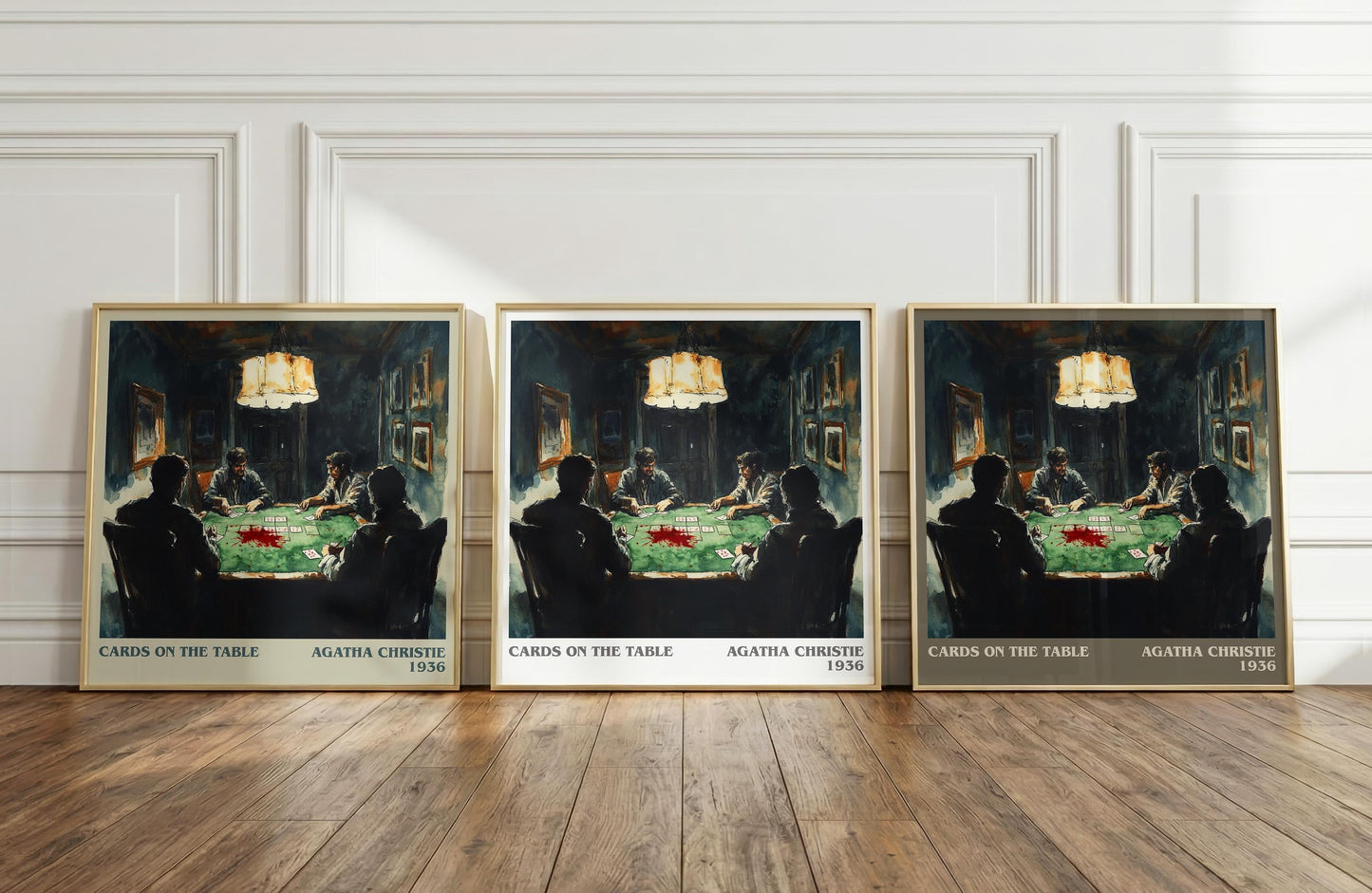Cards on the Table literary print framed by window – literary home decor