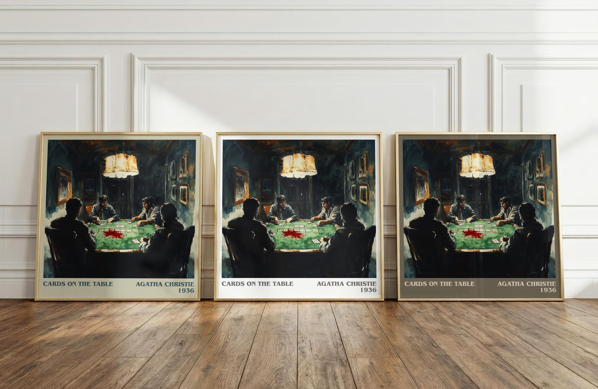 Cards on the Table literary print framed by window – literary home decor