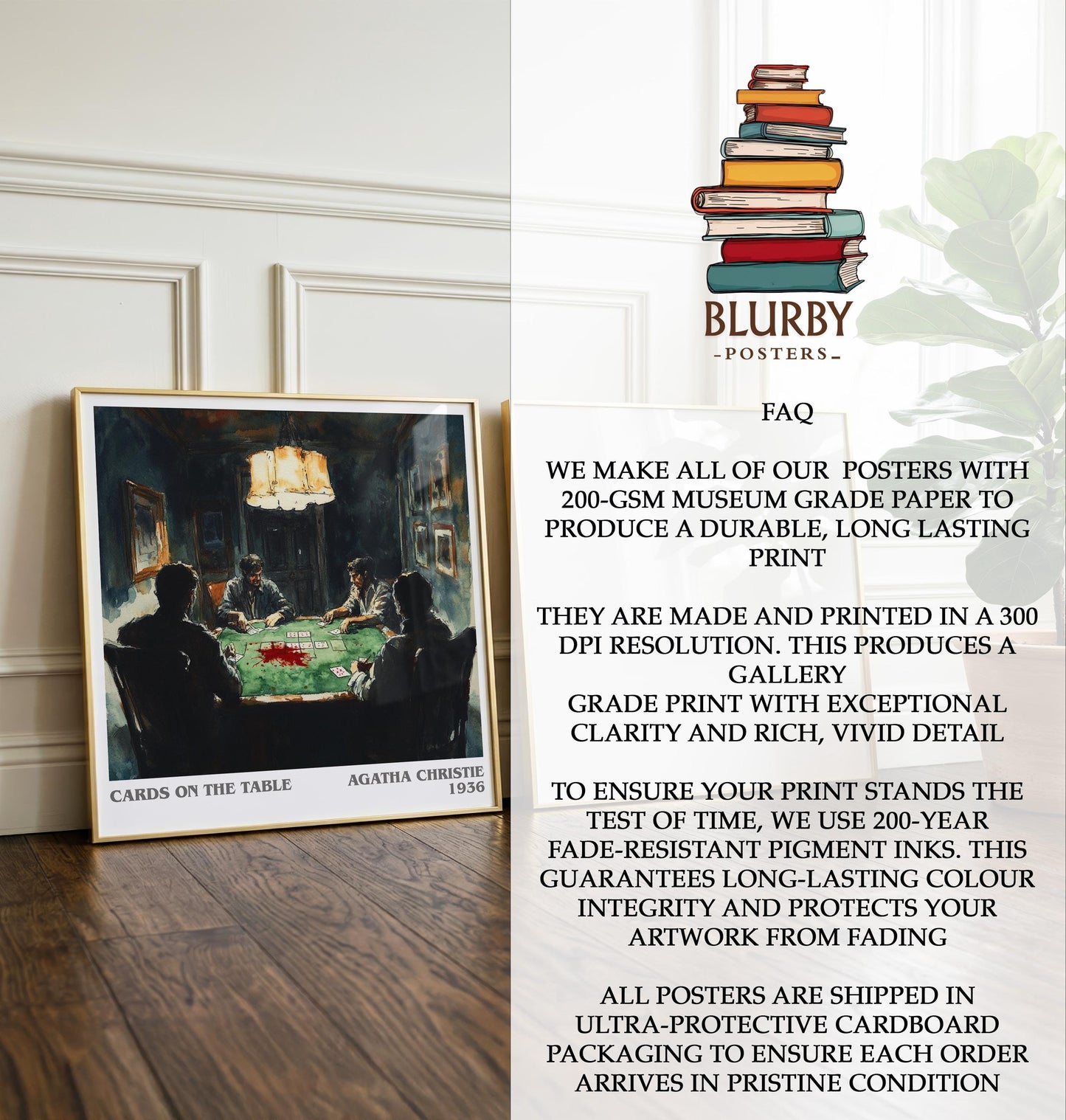 Cards On The Table by Agatha Christie | Book Poster | Literary Art Gift For Book Lover | Novel Inspired Wall Art | Free Delivery