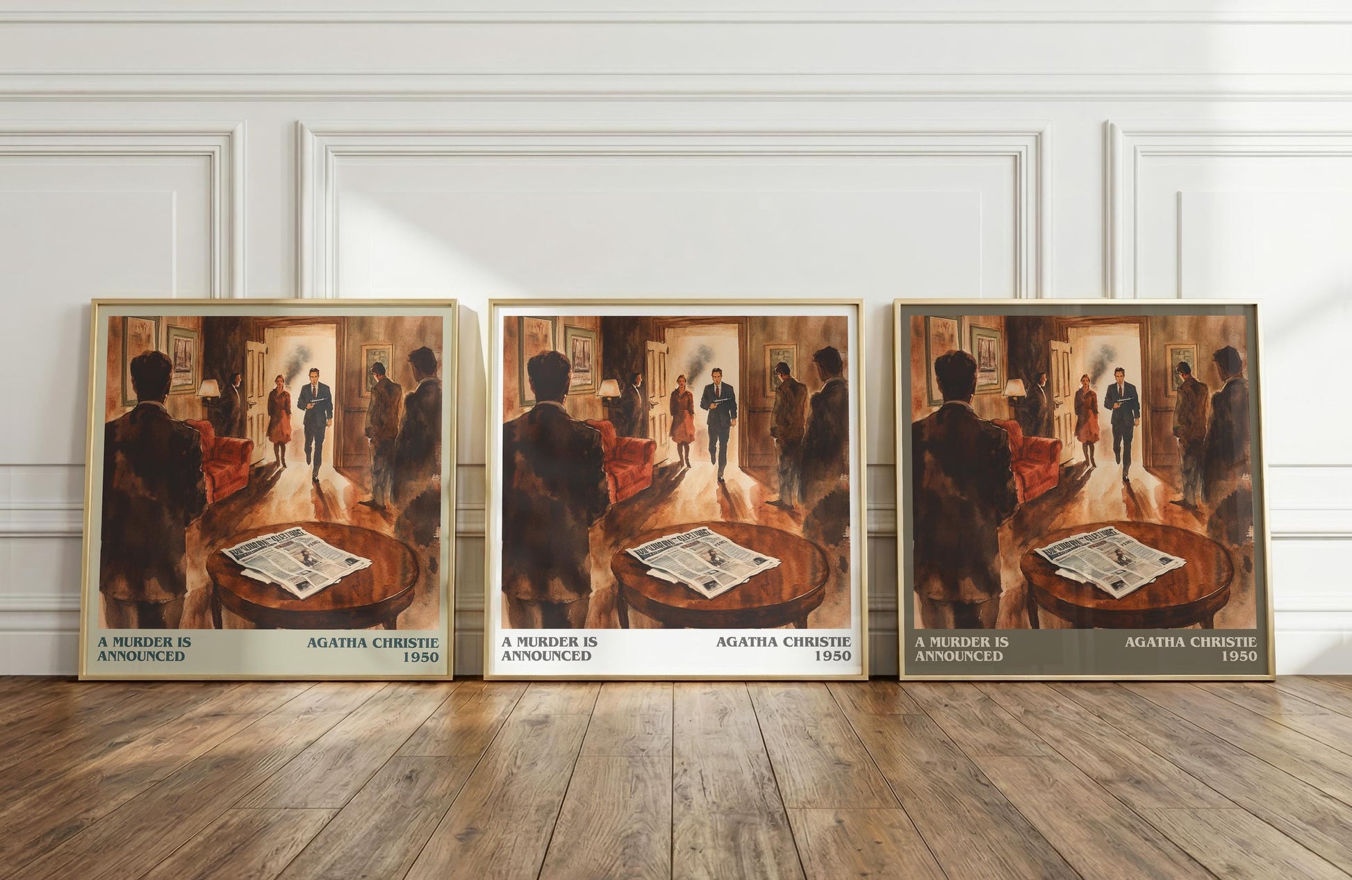 A Murder is Announced literary print framed by window – literary home decor