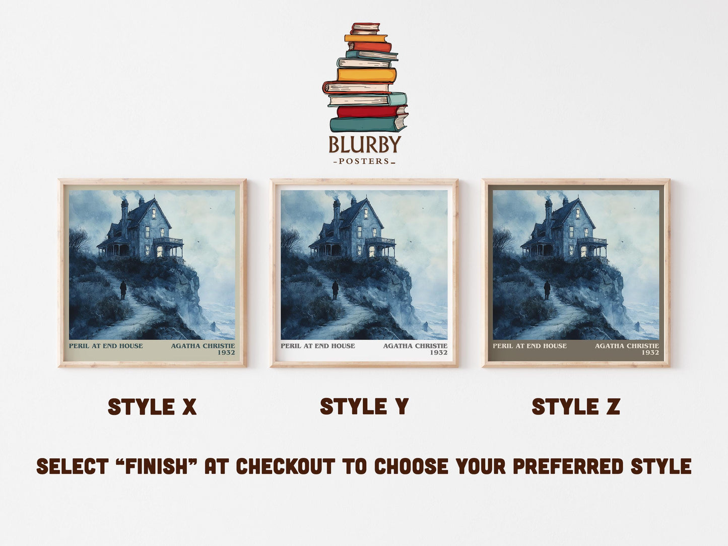 Peril at End House literary art print colour and style options – Agatha Christie book art