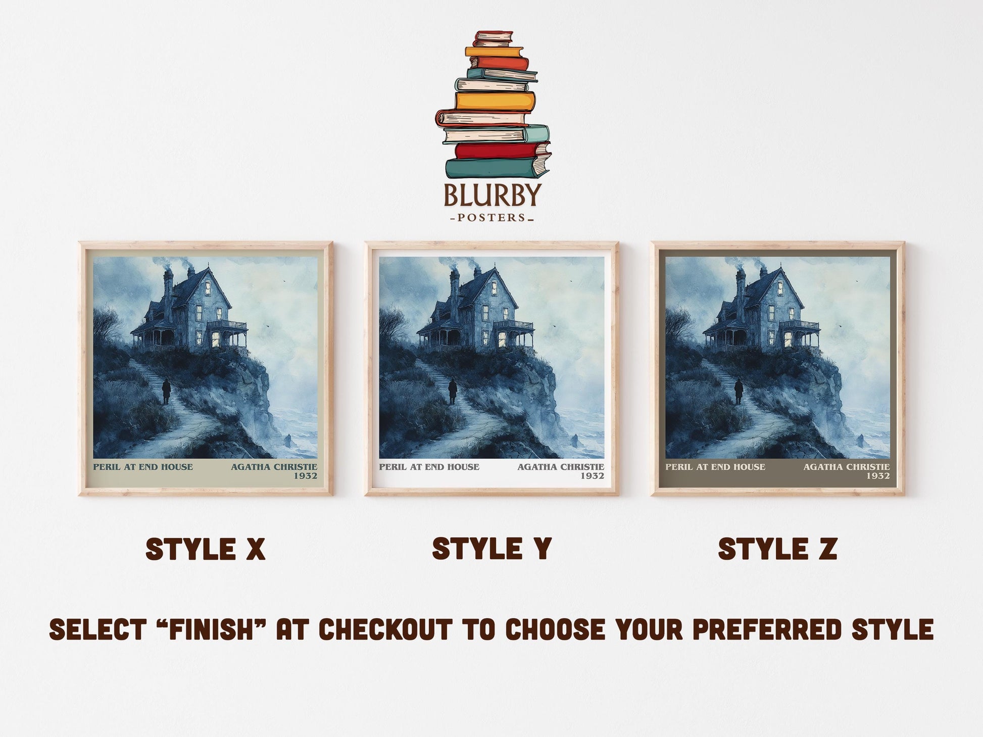 Peril at End House literary art print colour and style options – Agatha Christie book art