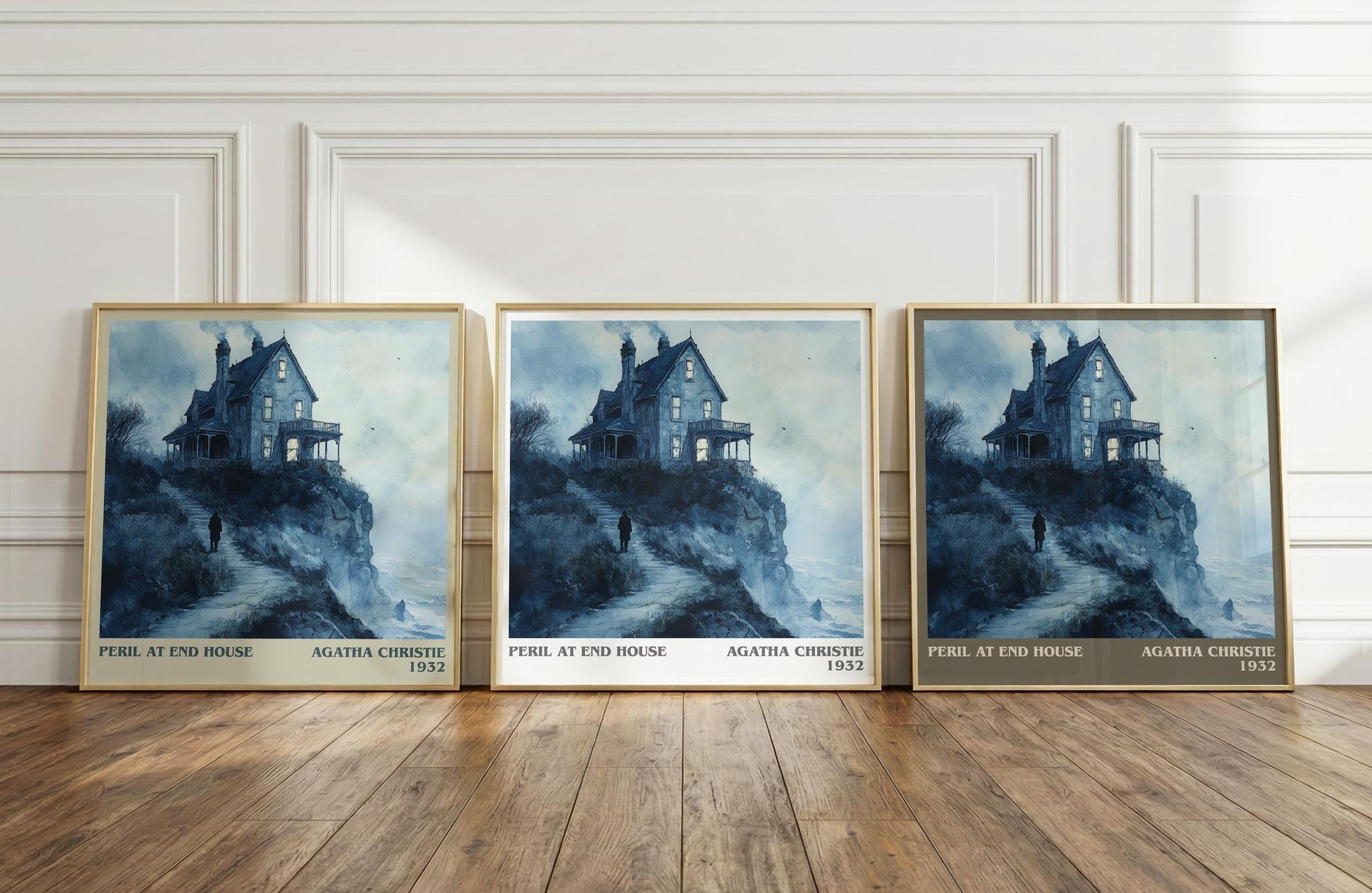 Peril at End House literary print framed by window – literary home decor