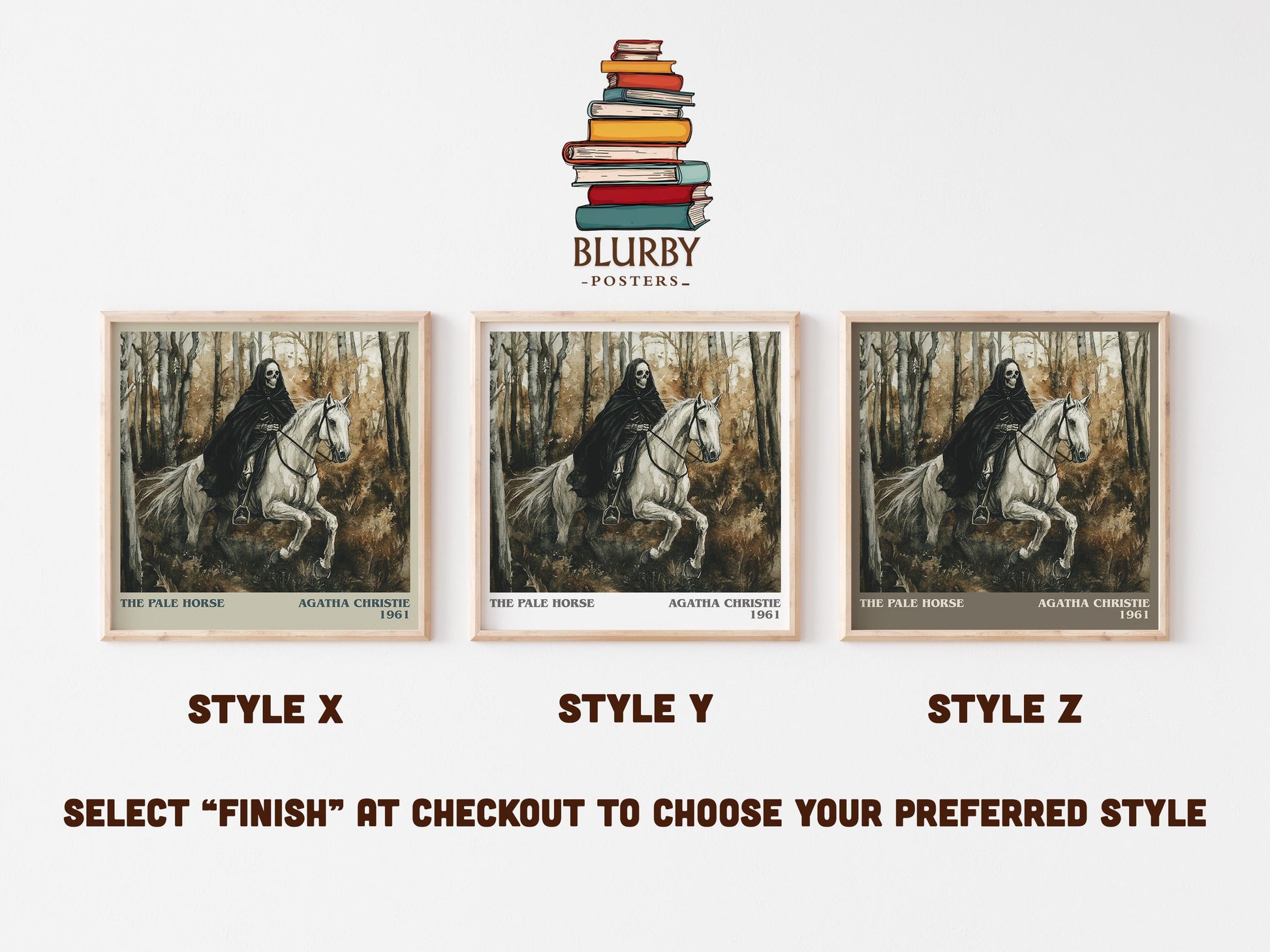 The Pale Horse literary art print colour and style options – Agatha Christie book art