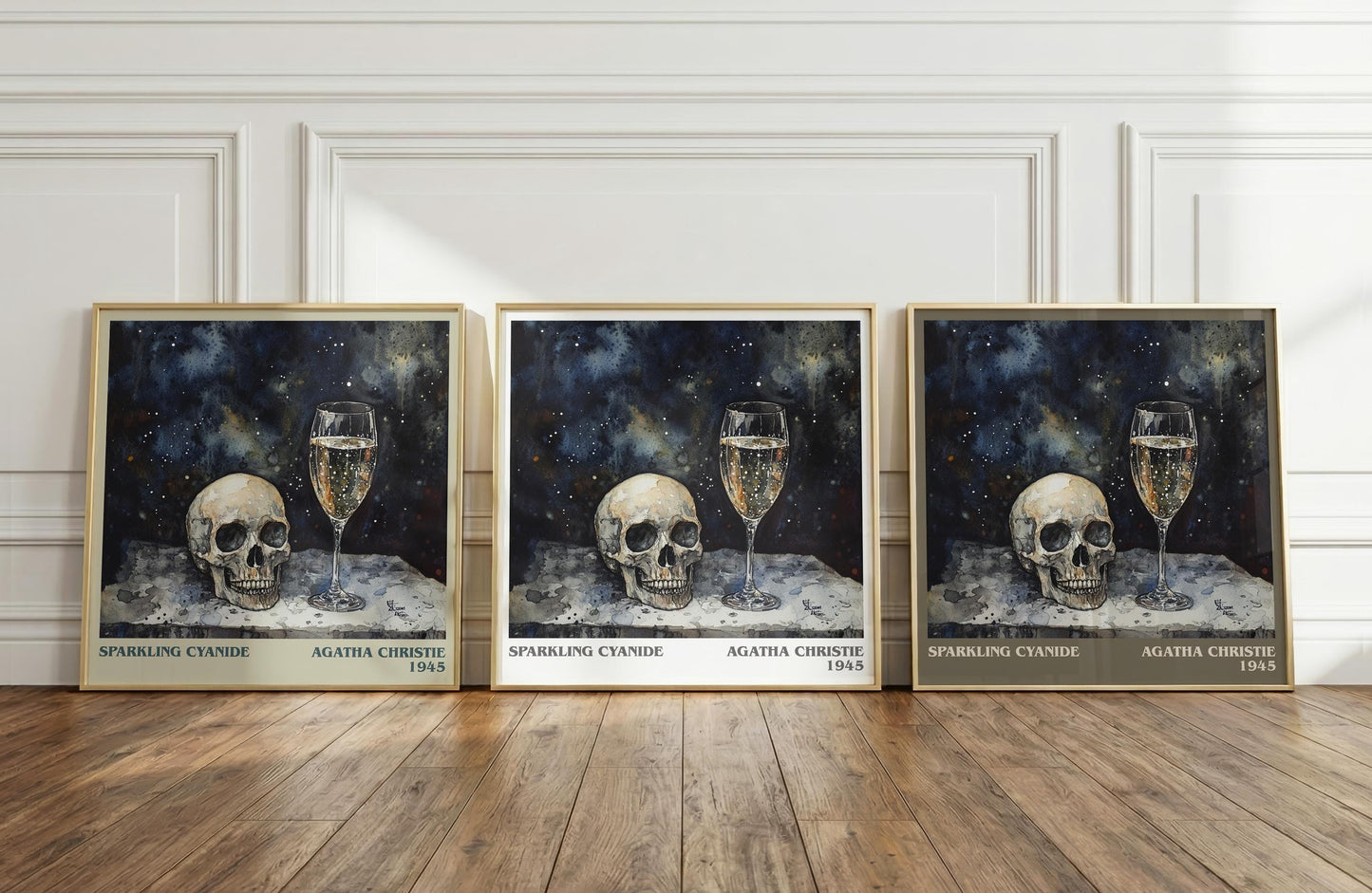 Sparkling Cyanide literary print framed by window – literary home decor