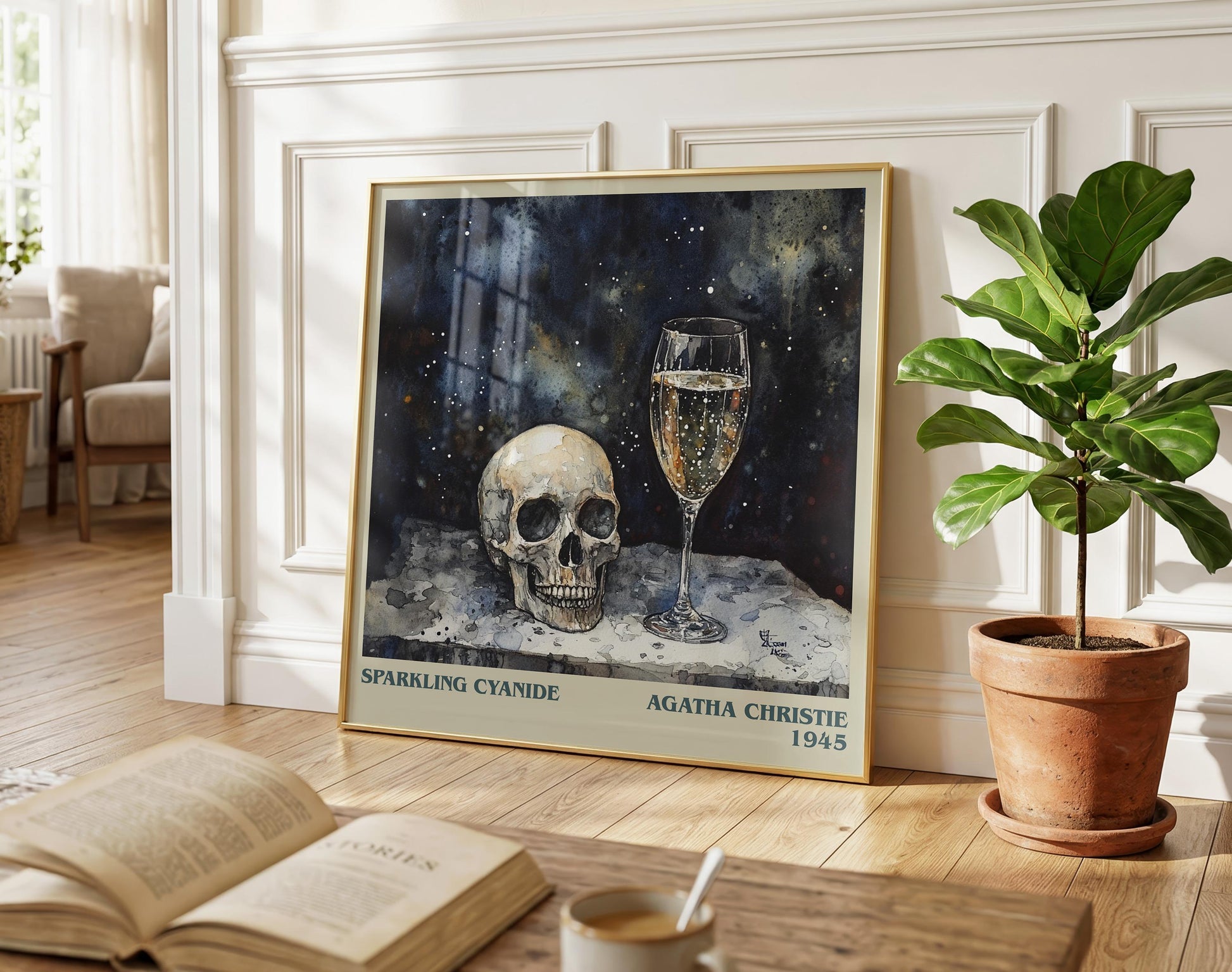 Sparkling Cyanide literary poster paired in gallery wall – literary art prints