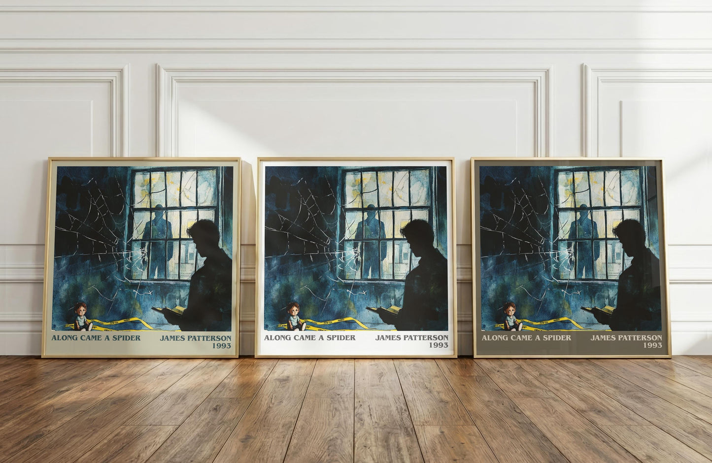 Along Came a Spider literary print framed by window – literary home decor