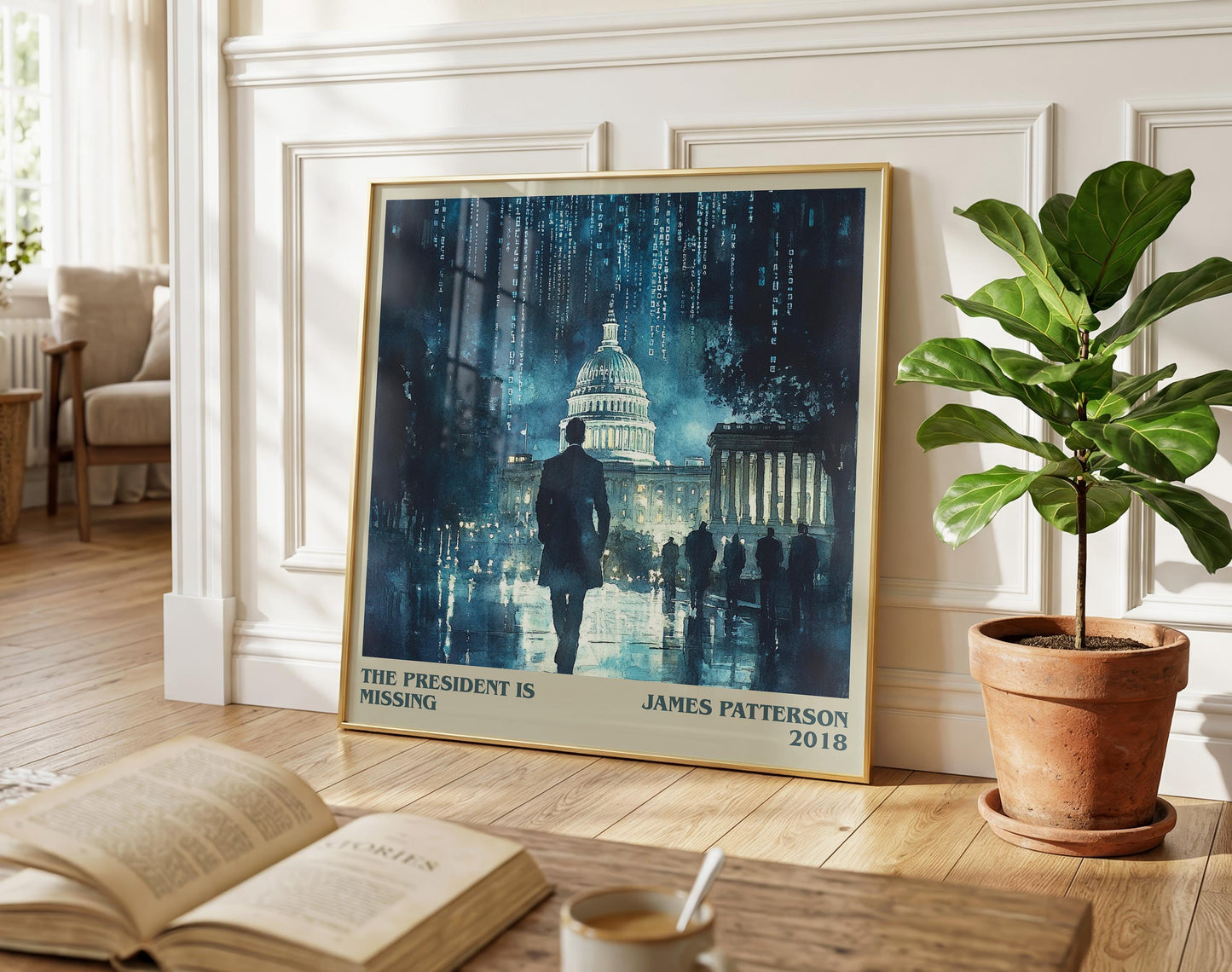 The President Is Missing literary poster paired in gallery wall – literary art prints