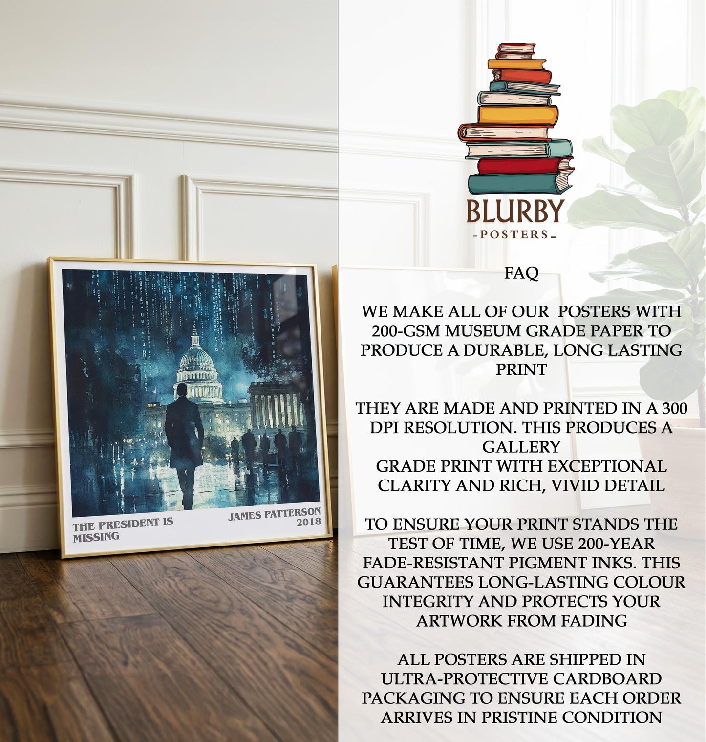 The President Is Missing by James Patterson | Book Poster | Literary Art Gift For Book Lover | Novel Inspired Wall Art | Free Delivery