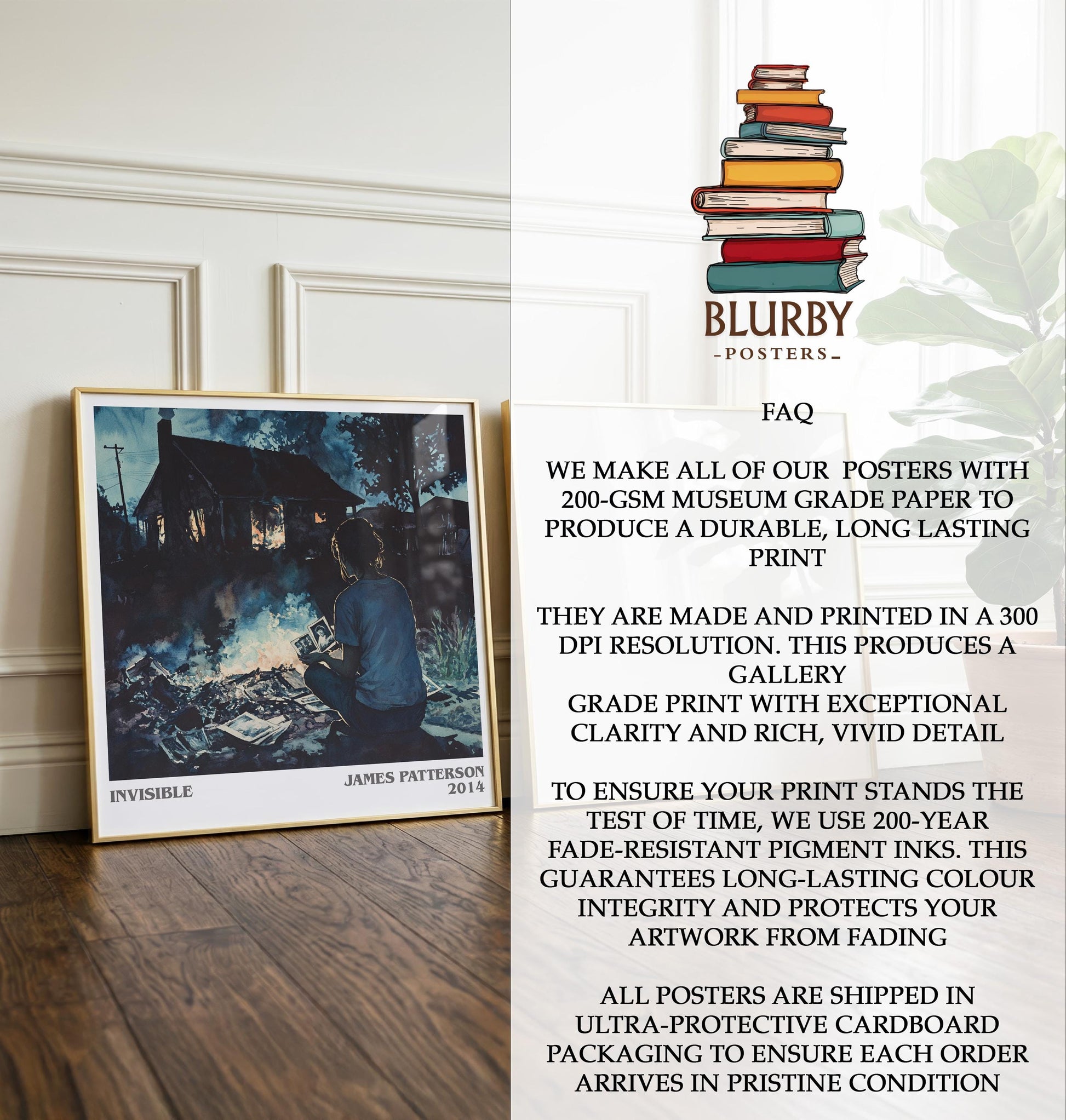 Invisible by James Patterson | Book Poster | Literary Art Gift For Book Lover | Novel Inspired Wall Art | Free Delivery