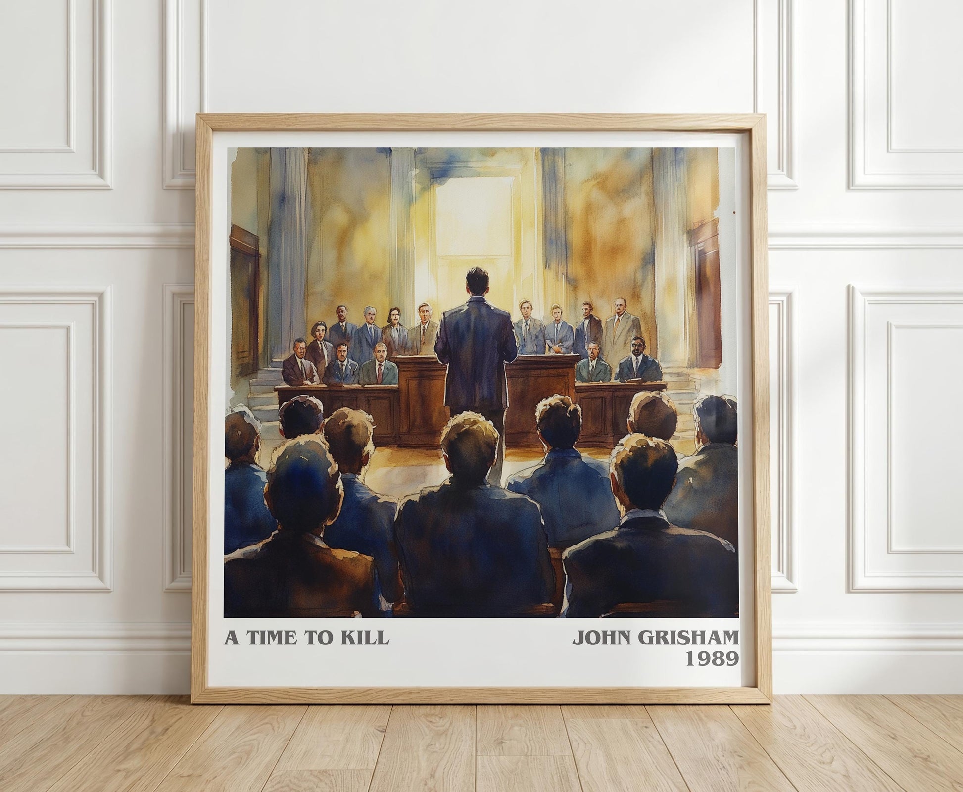 A Time to Kill literary print in frame leaning in hallway – crime wall art