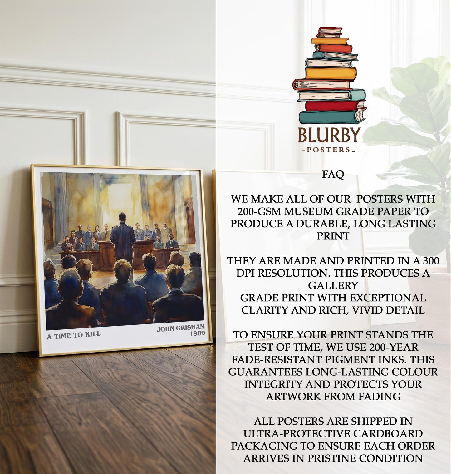 A Time To Kill by John Grisham | Book Poster | Literary Art Gift For Book Lover | Novel Inspired Wall Art | Free Delivery