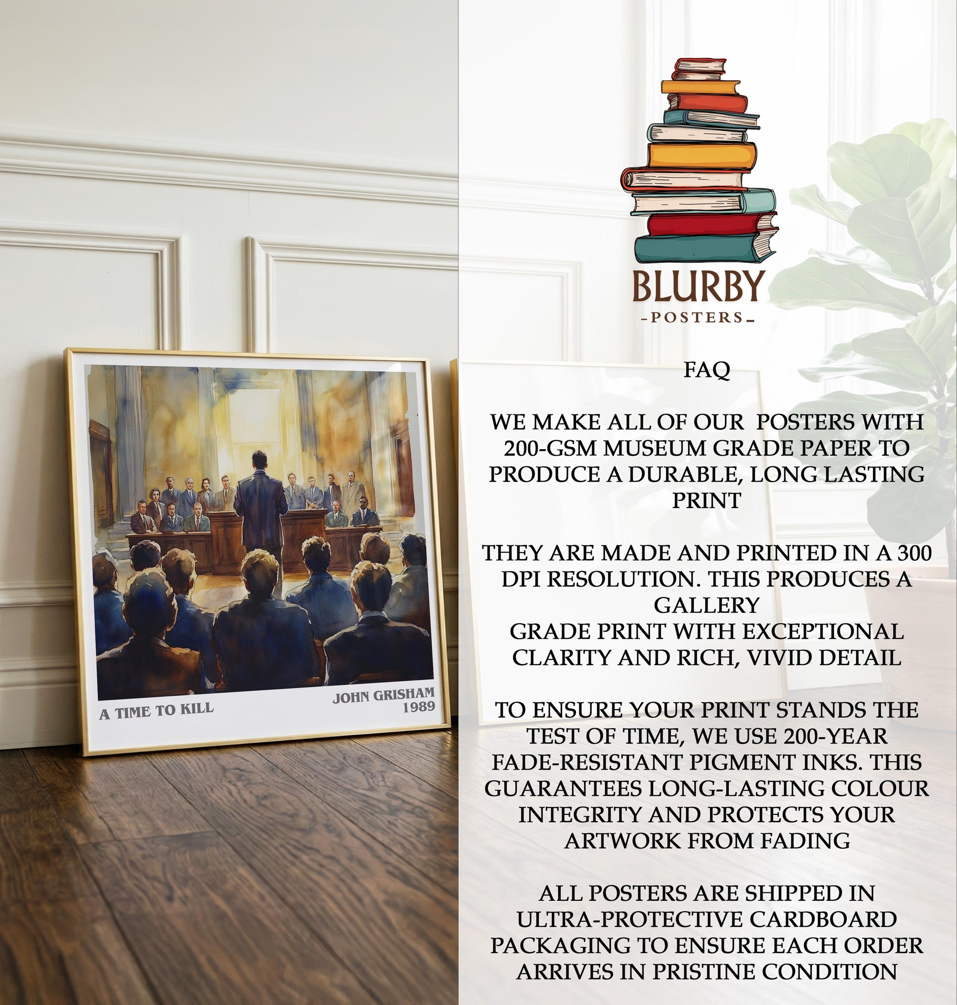 A Time To Kill by John Grisham | Book Poster | Literary Art Gift For Book Lover | Novel Inspired Wall Art | Free Delivery