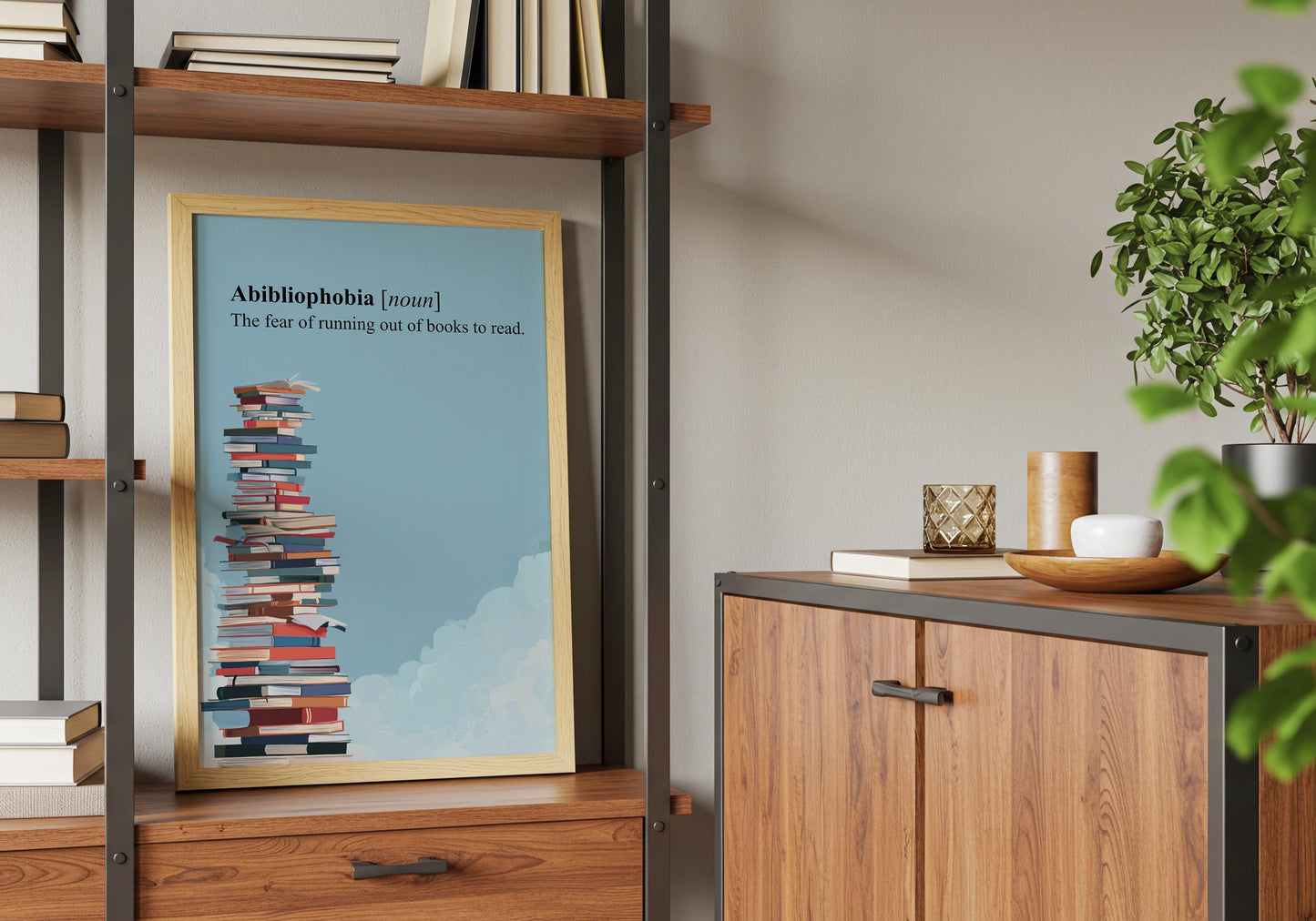 Abibliophobia Definition Print | Literary Quote Art | Cozy Wall Decor | Book Lover Gift | Nook Poster | Reader Gift | Aesthetic Art - Book Poster Art Print Decor Bookish