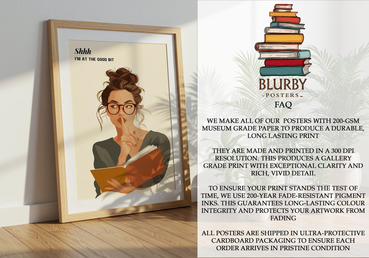 Shhh I'm At The Good Bit Print | Moody Reading Girl | Cozy Wall Decor | Book Lover Gift | Nook Poster | Reader Gift | Aesthetic Art - Book Poster Art Print Decor Bookish