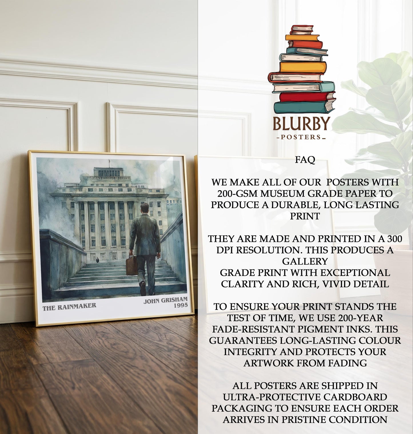 The Rainmaker by John Grisham | Book Poster | Literary Art Gift For Book Lover | Novel Inspired Wall Art | Free Delivery