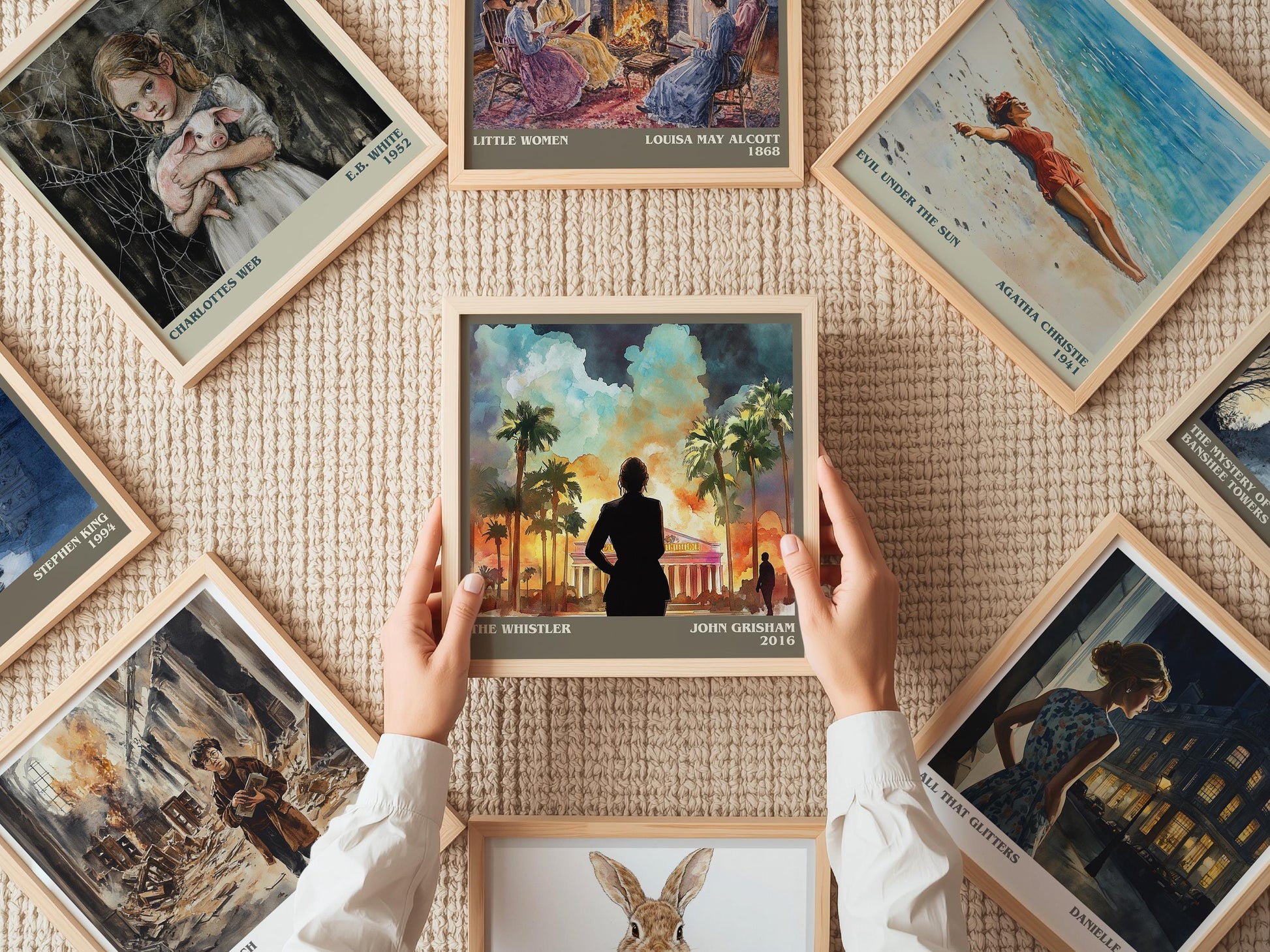 The Whistler literary print on bookshelf – John Grisham fan gift
