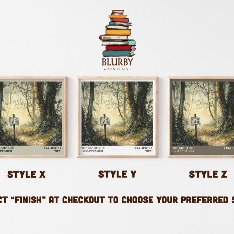 The Night She Disappeared literary art print colour and style options – Lisa Jewell book art
