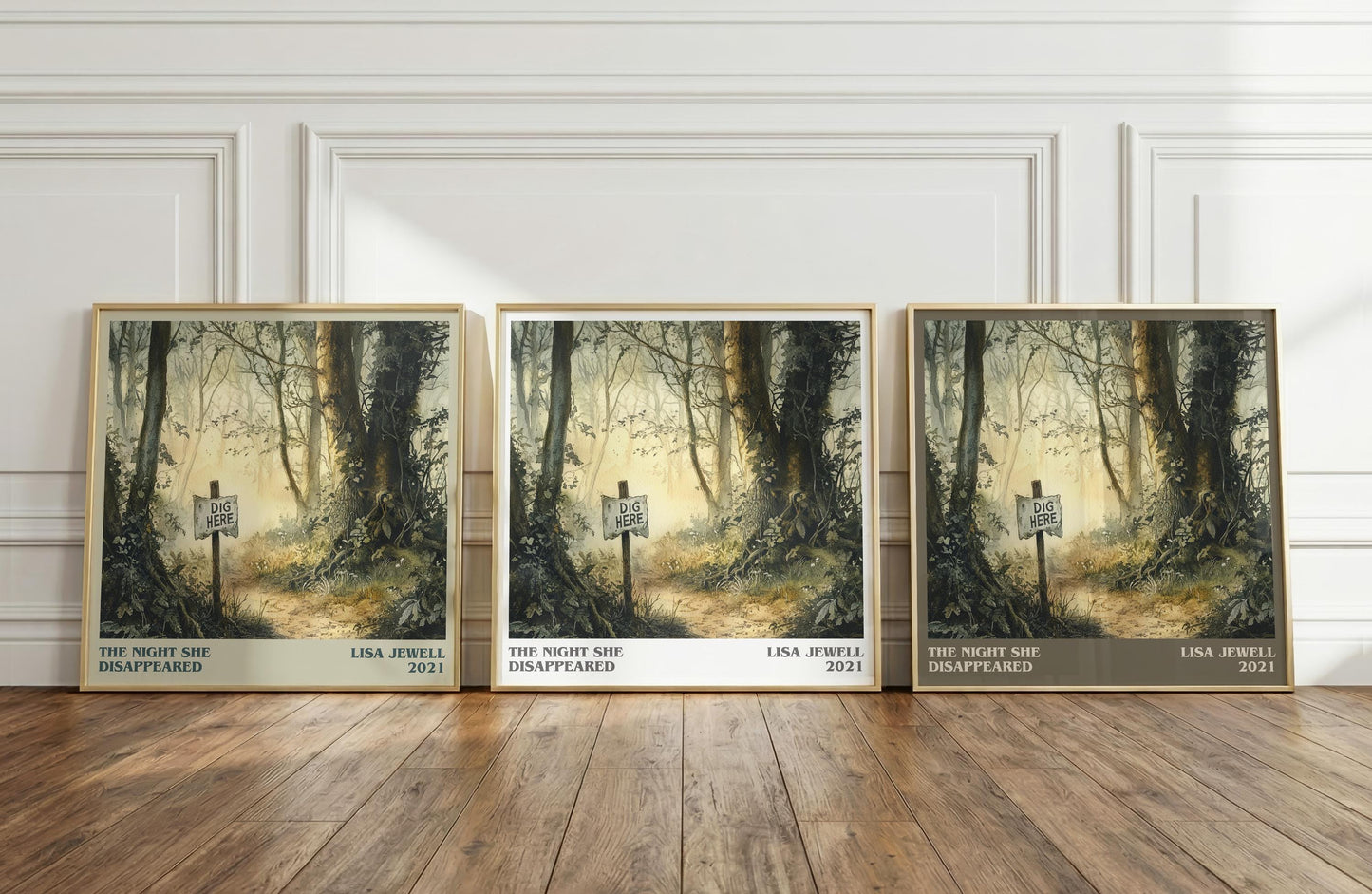 The Night She Disappeared literary print framed by window – literary home decor