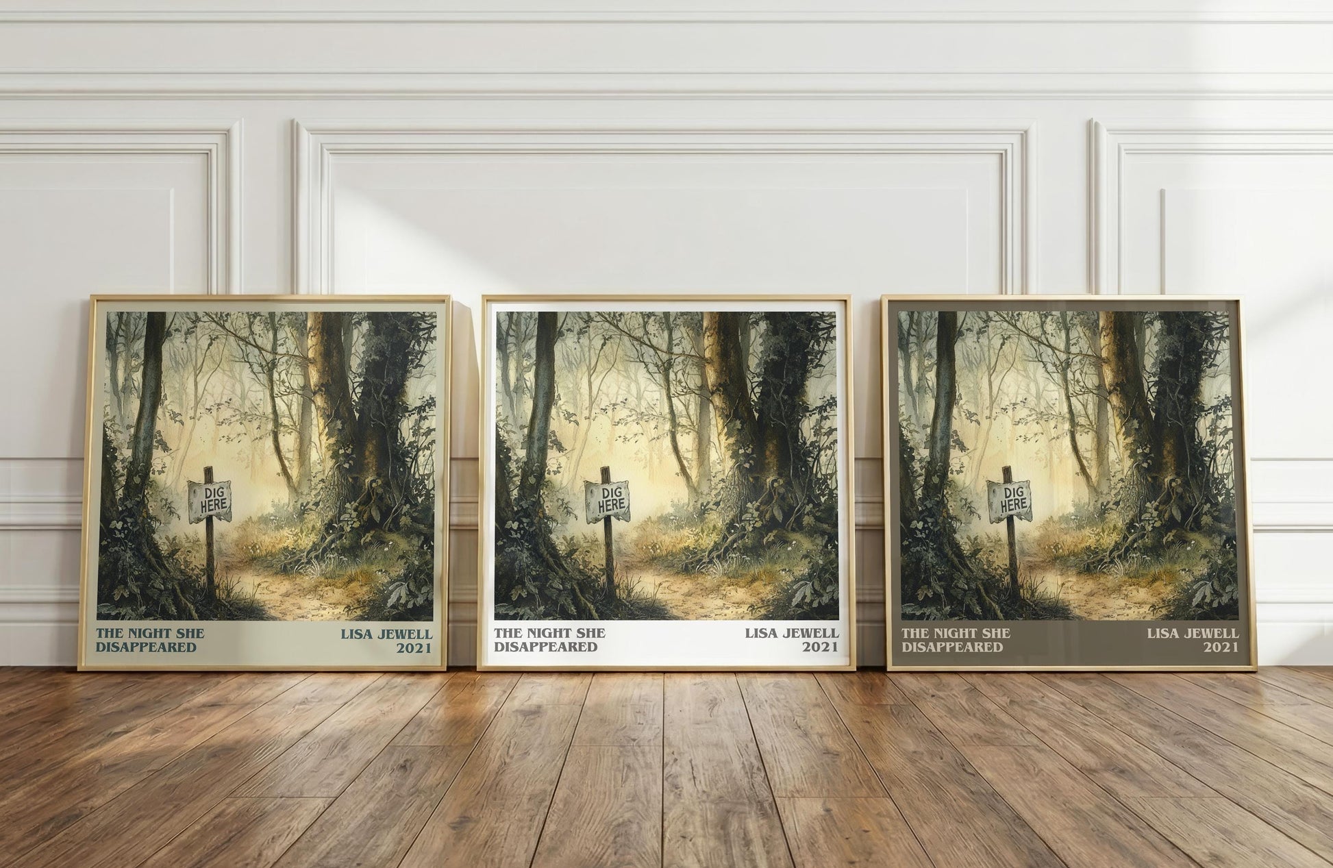 The Night She Disappeared literary print framed by window – literary home decor