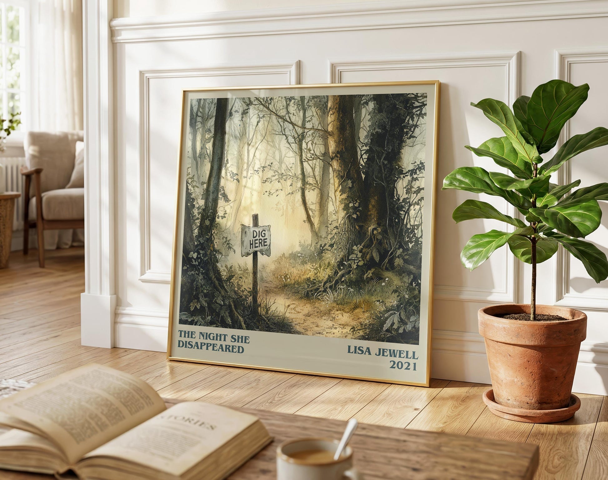 The Night She Disappeared literary poster paired in gallery wall – literary art prints