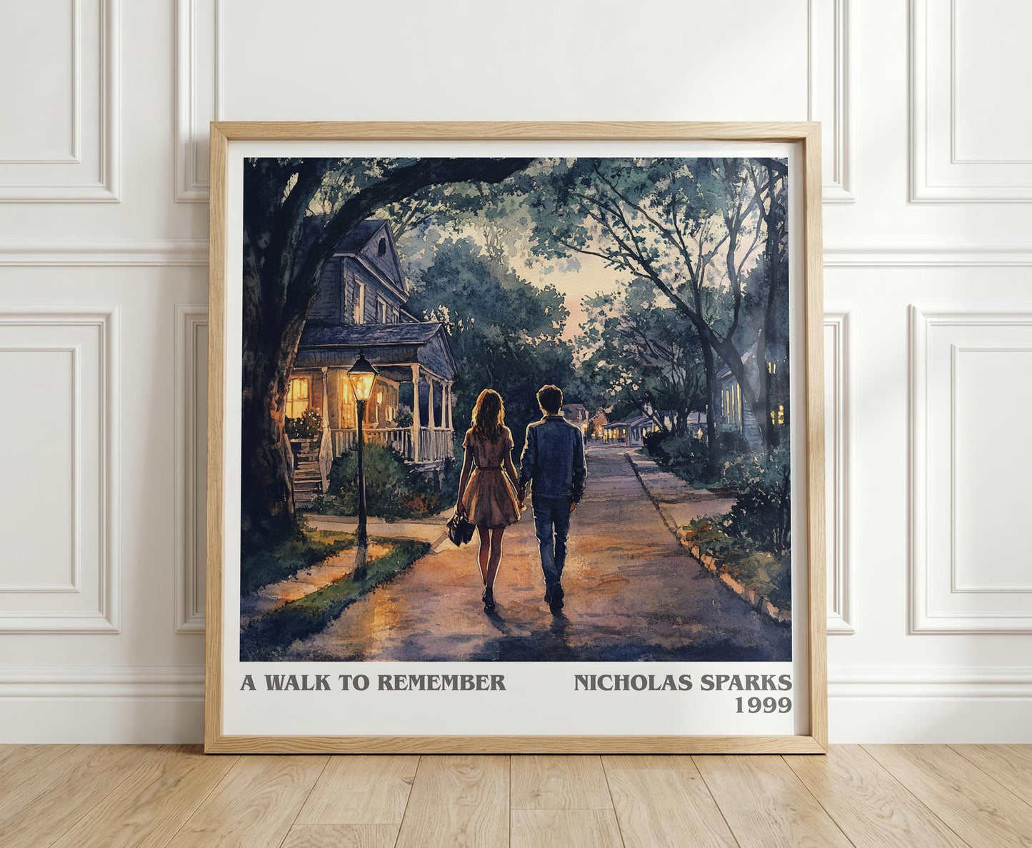 A Walk to Remember literary print in frame leaning in hallway – romance wall art
