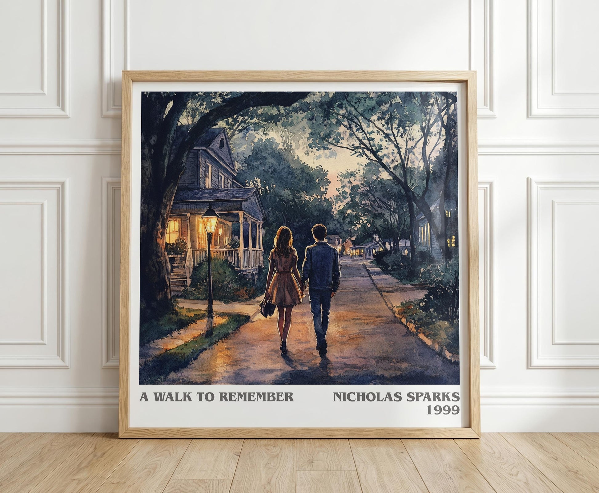 A Walk to Remember literary print in frame leaning in hallway – romance wall art
