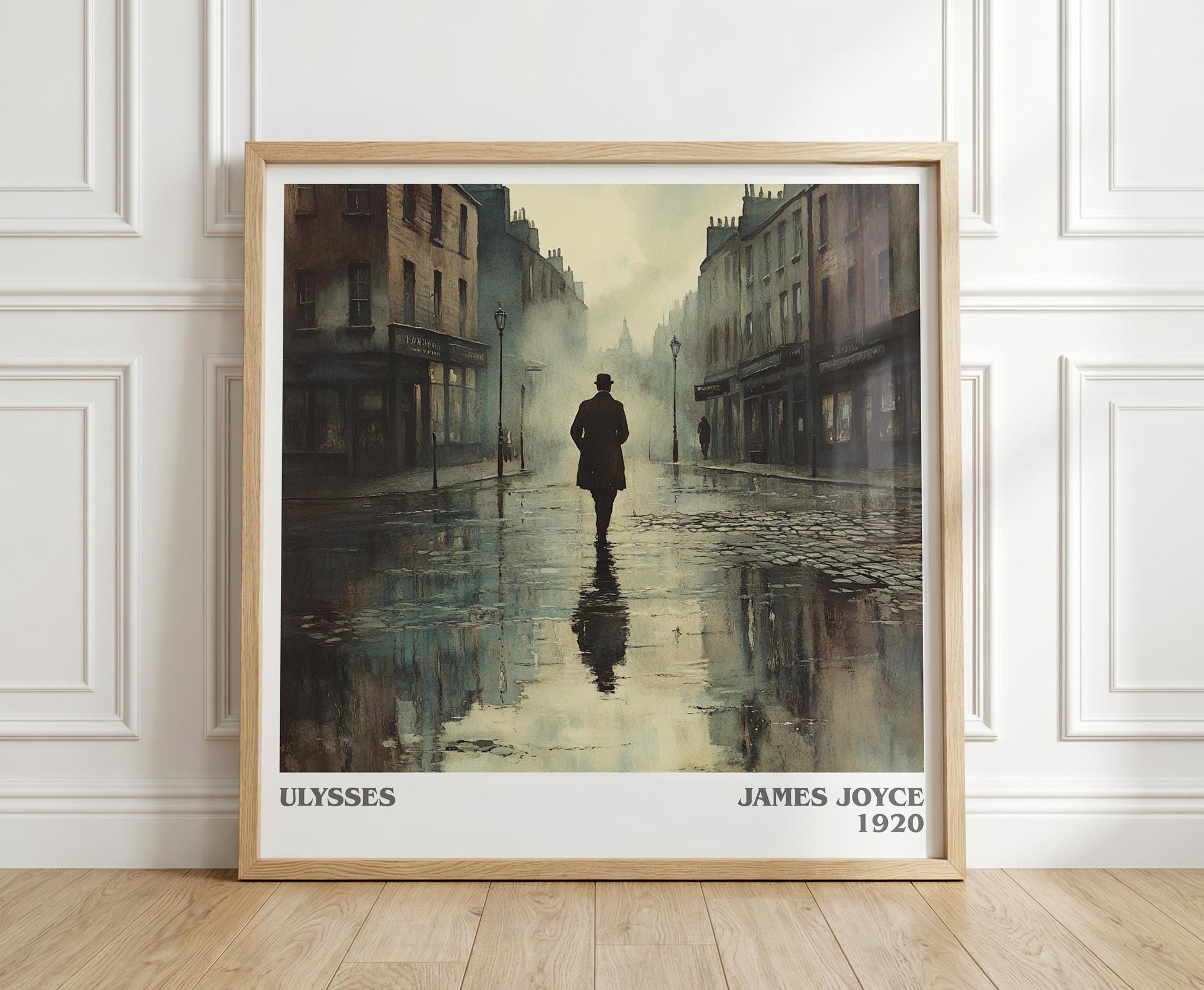 Ulysses literary print in frame leaning in hallway – classic literature wall art