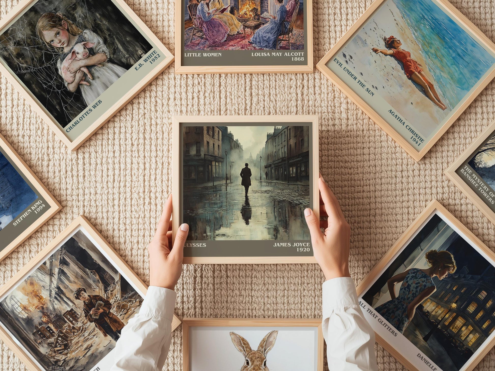 Ulysses literary print on bookshelf – James Joyce fan gift