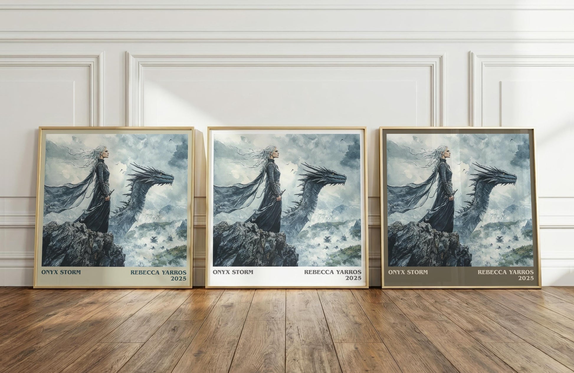Onyx Storm literary print framed by window – literary home decor