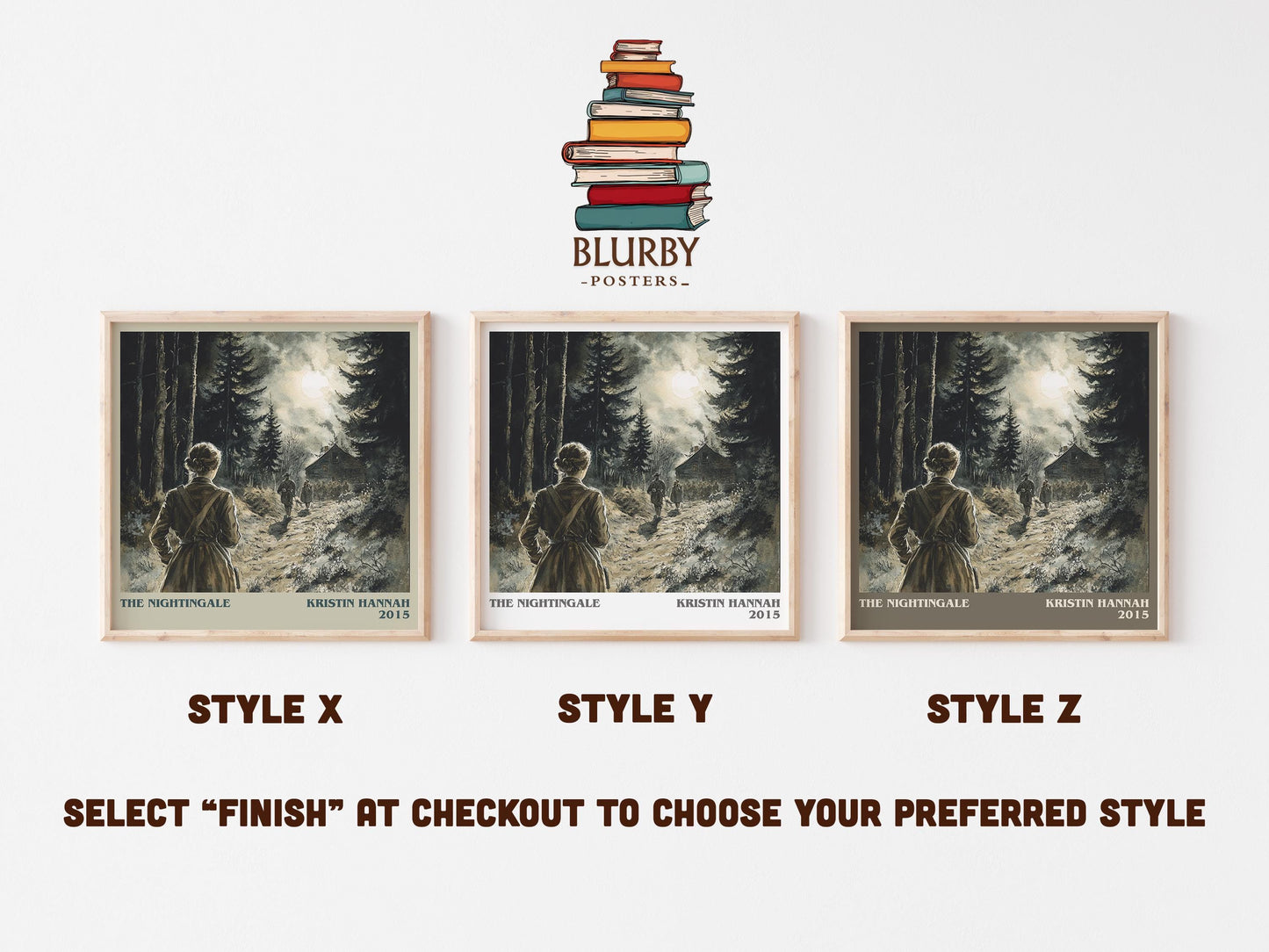 The Nightingale literary art print colour and style options – Kristin Hannah book art