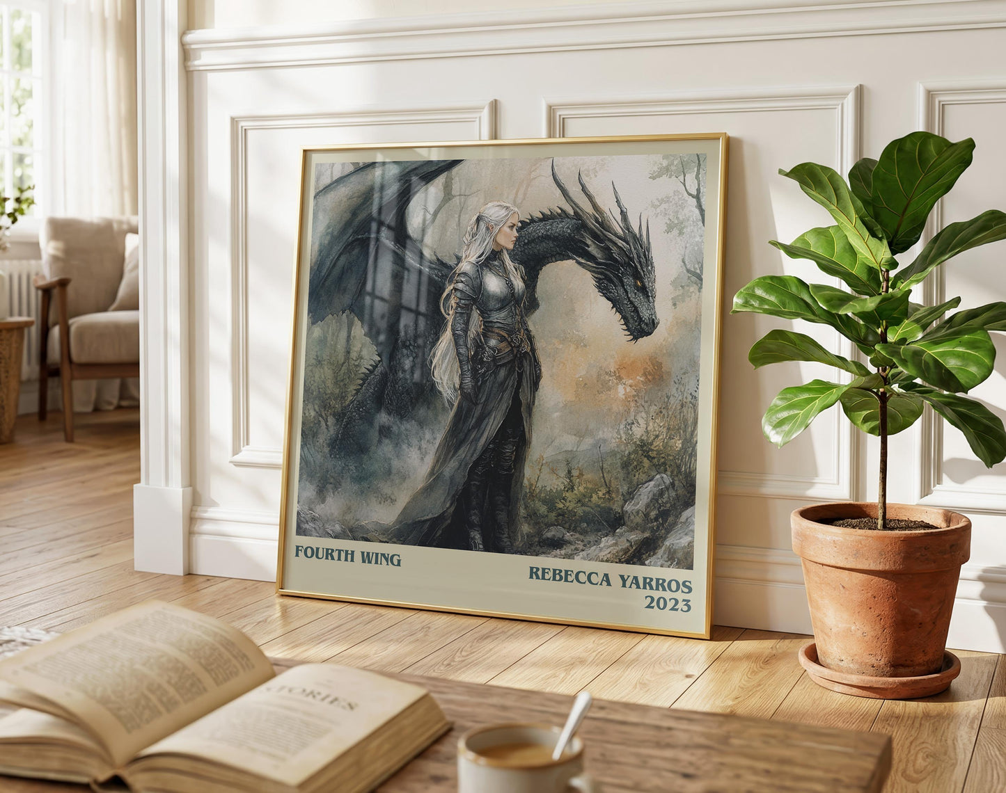 Fourth Wing literary poster paired in gallery wall – literary art prints